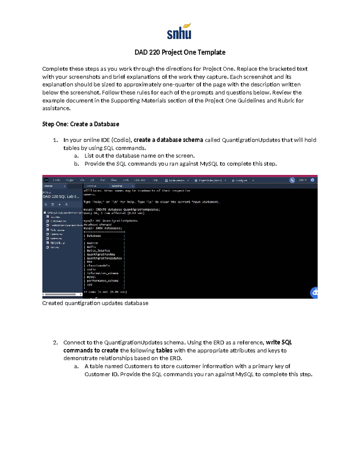 DAD 220 Project One: Database Creation and SQL Queries Guide - Studocu