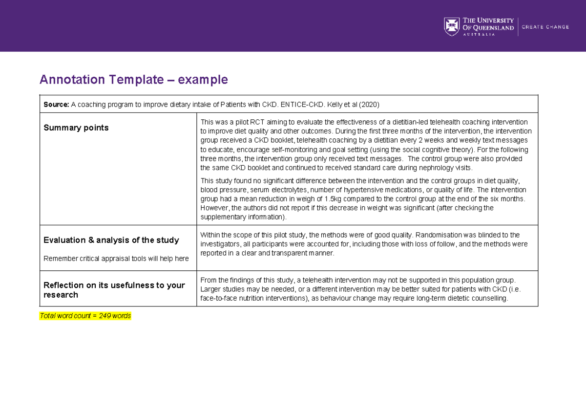 Annotation Template - Example: Telehealth Coaching for CKD Patients ...