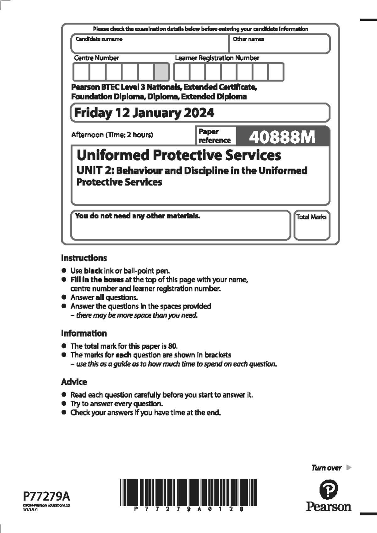 UPS Paper 40888 M: Exam Details for UNIT 2 - Behaviour & Discipline ...