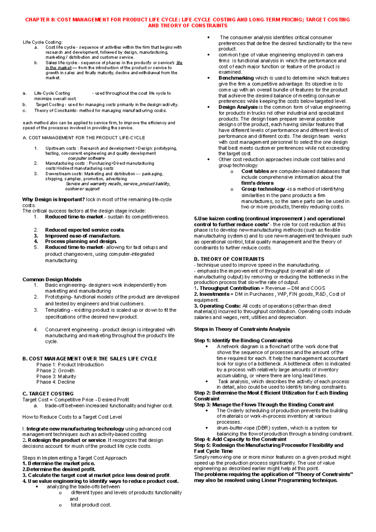 Strategic Cost Management: Product Life Cycle & Target Costing Insights ...