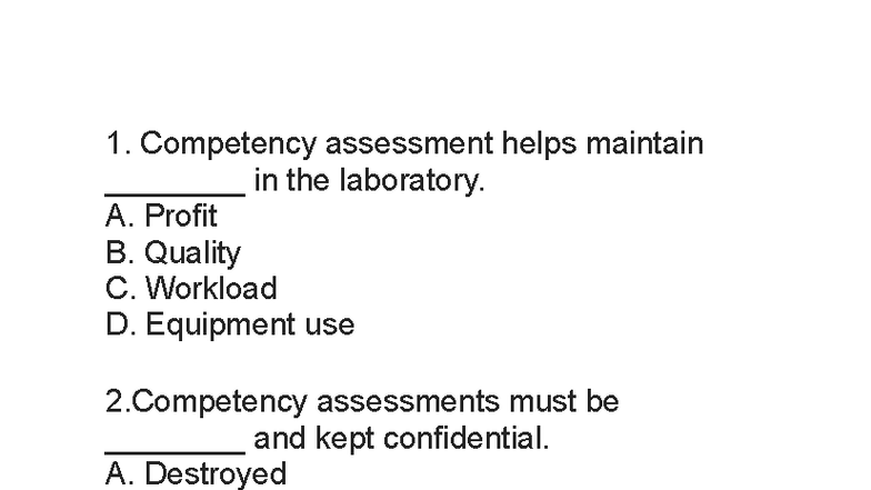 Quiz-Lab Management: Competency Assessment & Training Insights - Studocu