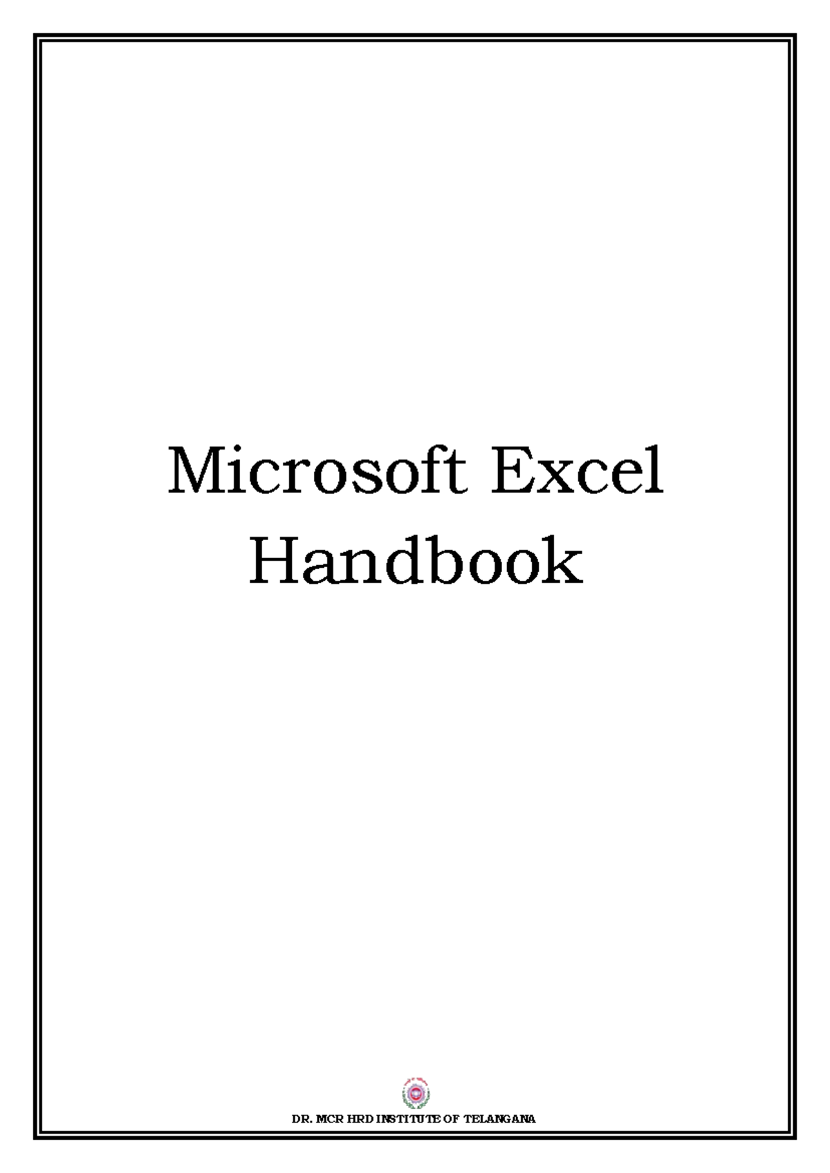 Microsoft Excel Handbook: A Comprehensive Guide for Officials - Studocu