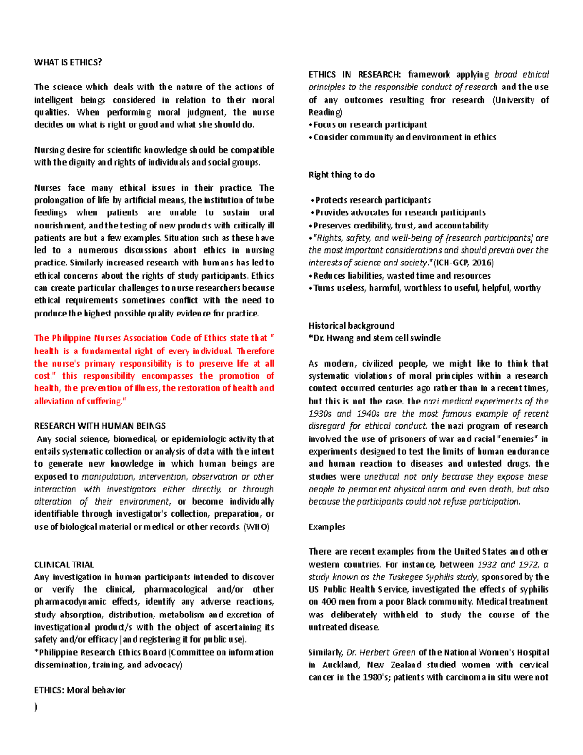 NUR 301: Ethics in Nursing Research and Participant Protection - Studocu