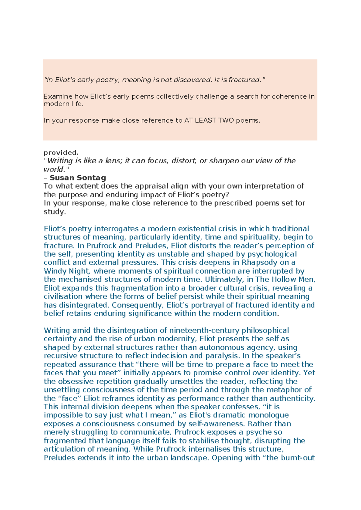 2026 Mod B: Examining Fragmentation in Early Poetry and Modern Life ...