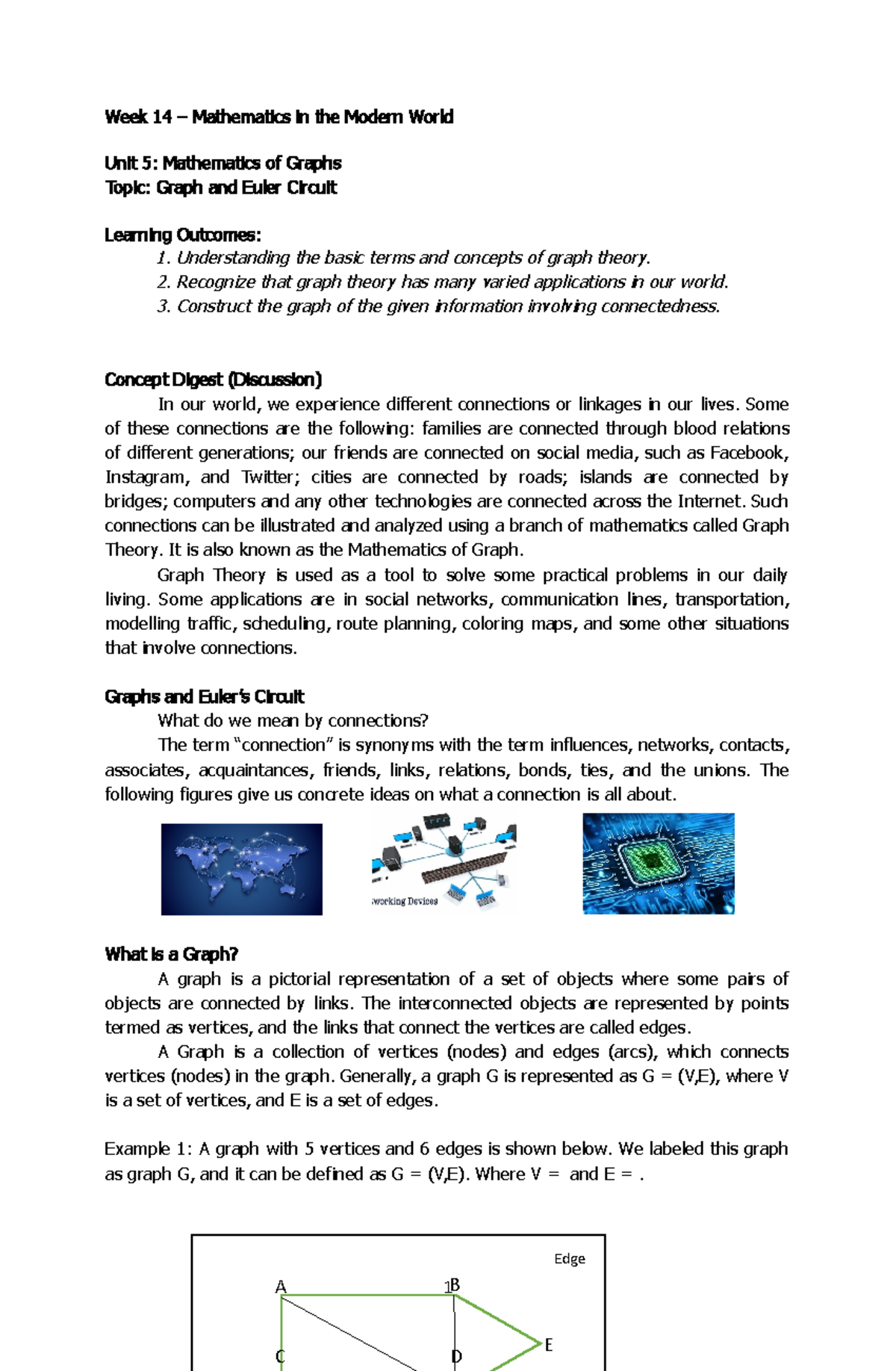 Graph Theory and Euler Circuits - Week 14, Math 101 Notes - Studocu