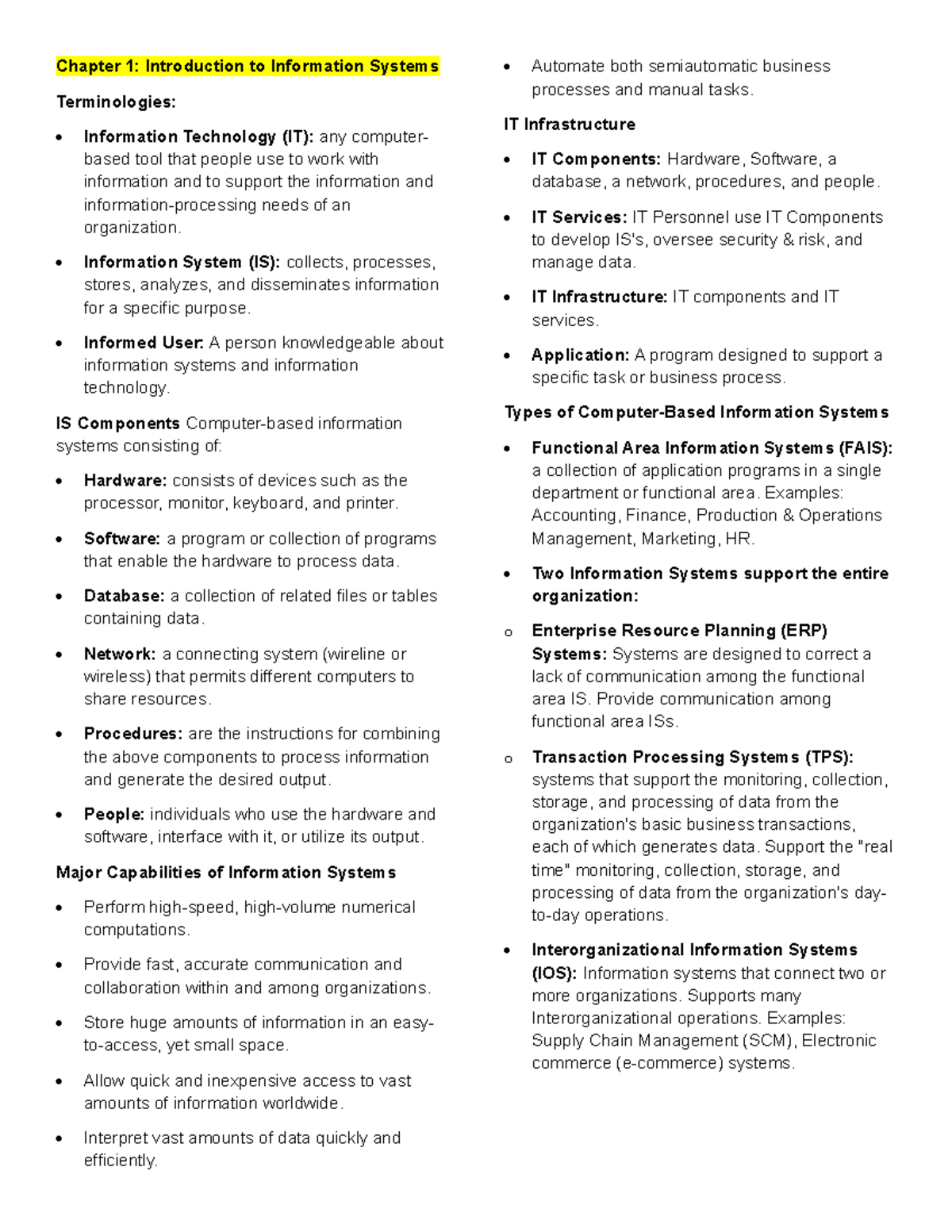 ISP500 Chapter 1-4: Key Concepts in Information Systems - Studocu