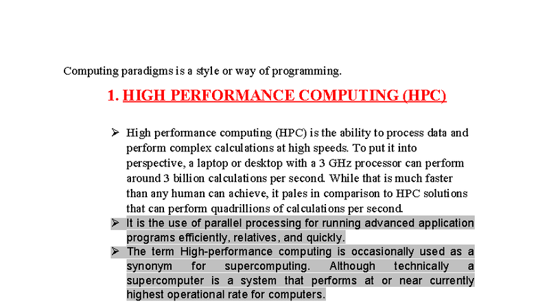 CC UNIT1 - High Performance, Parallel, and Distributed Computing Notes ...