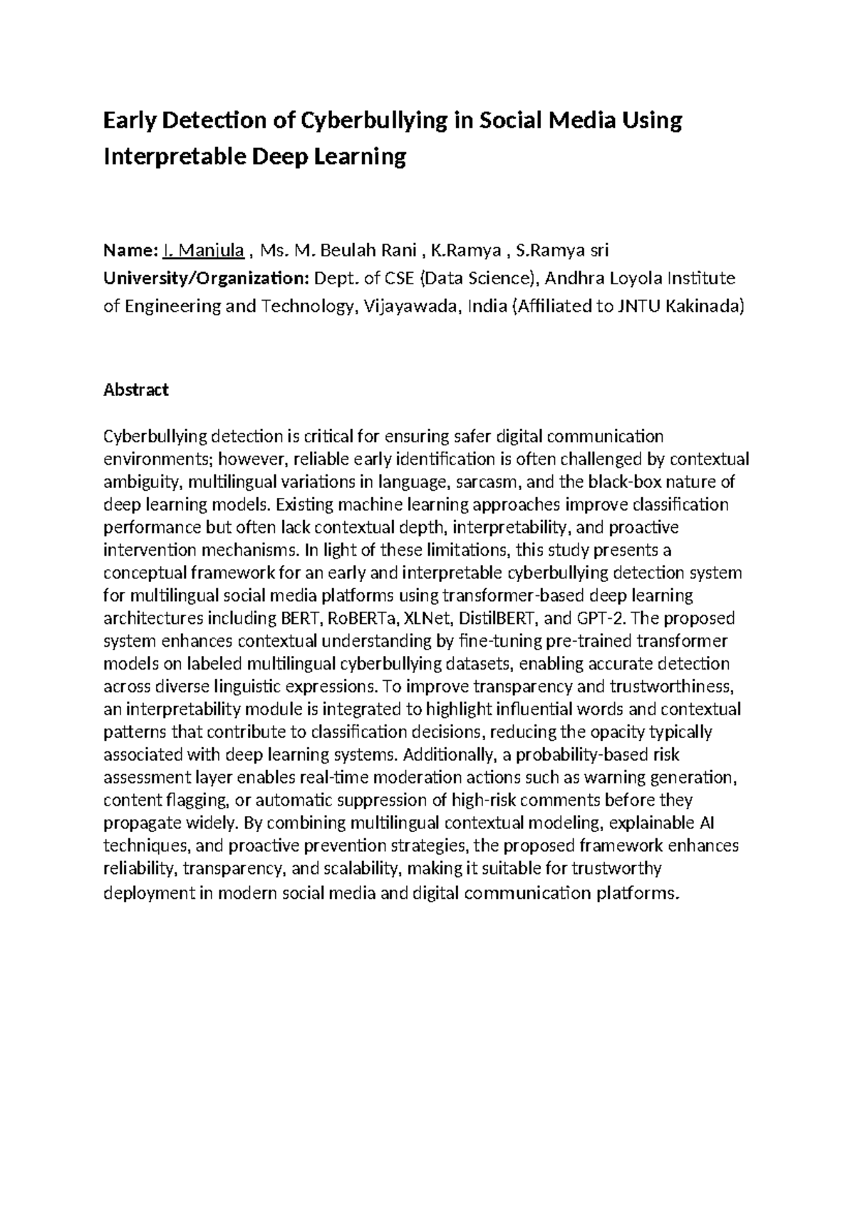CSE Final Project: Early Cyberbullying Detection Using Deep Learning ...