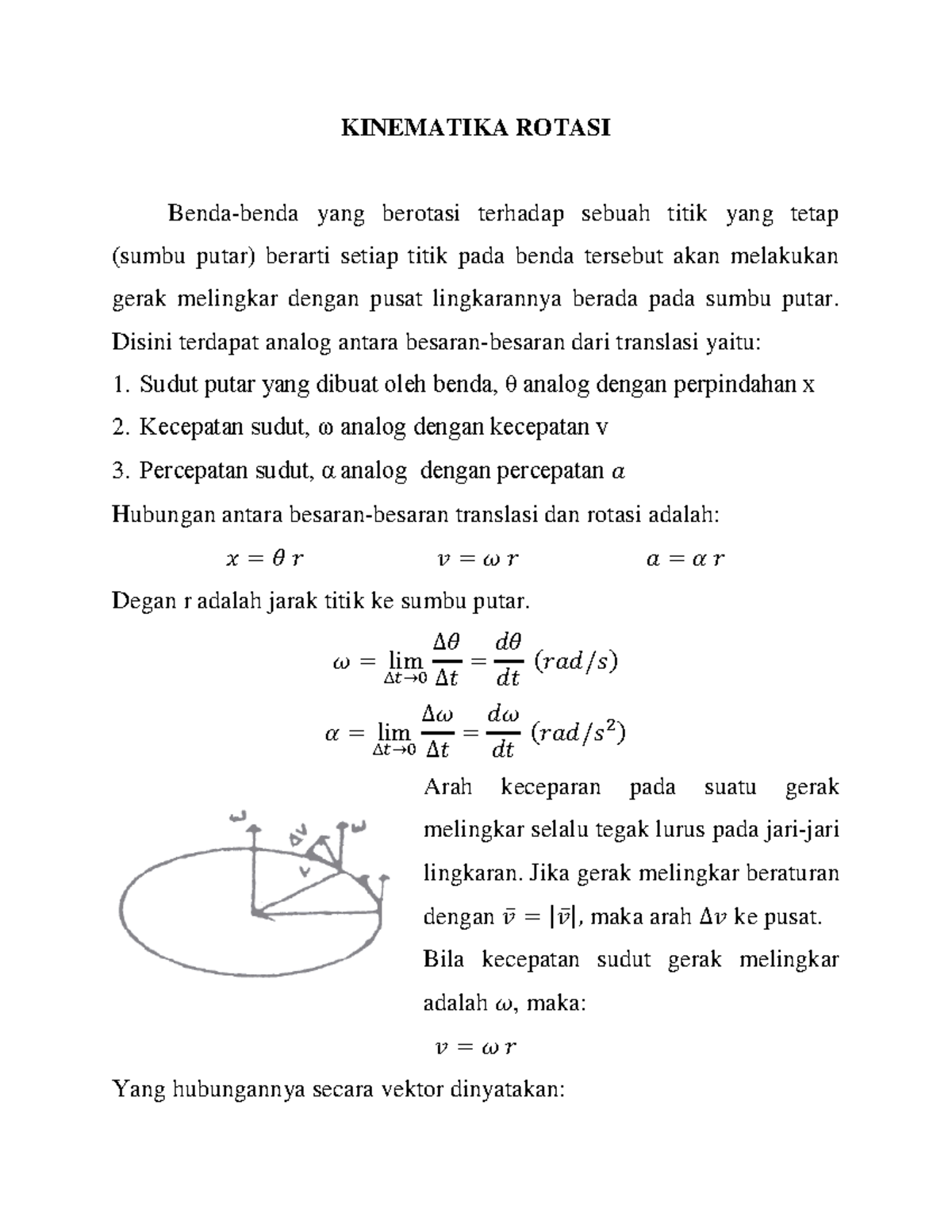 Kinematika dan Momentum Angular dalam Gerak Rotasi - Studocu