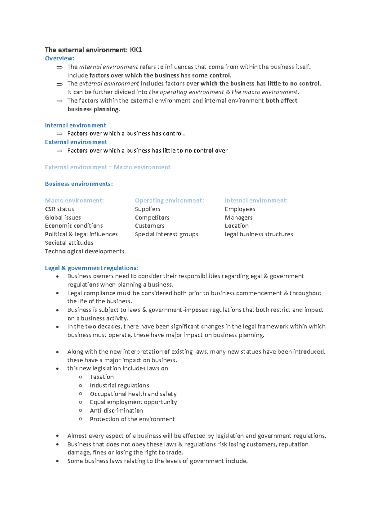 VCE Business Management Unit 1 AOS 3: Comprehensive Study Notes - Studocu