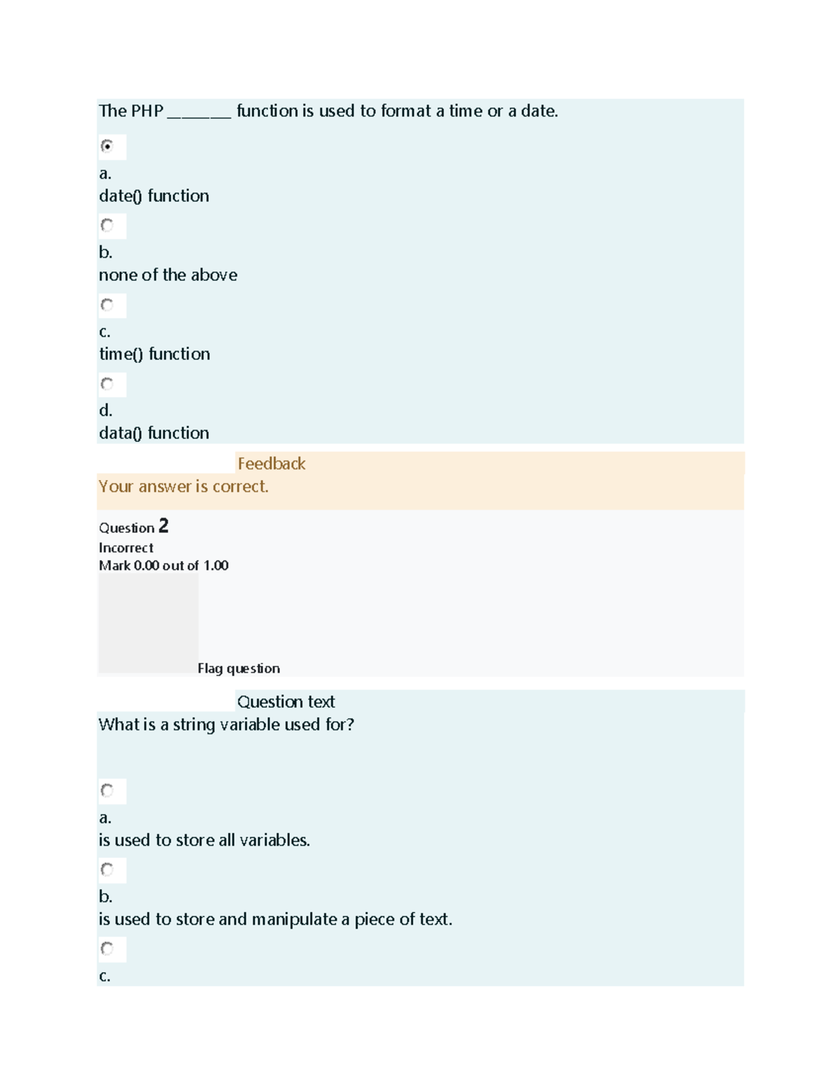 Webdev 39-50 - PHP Basics Multiple Choice Questions Review - Studocu