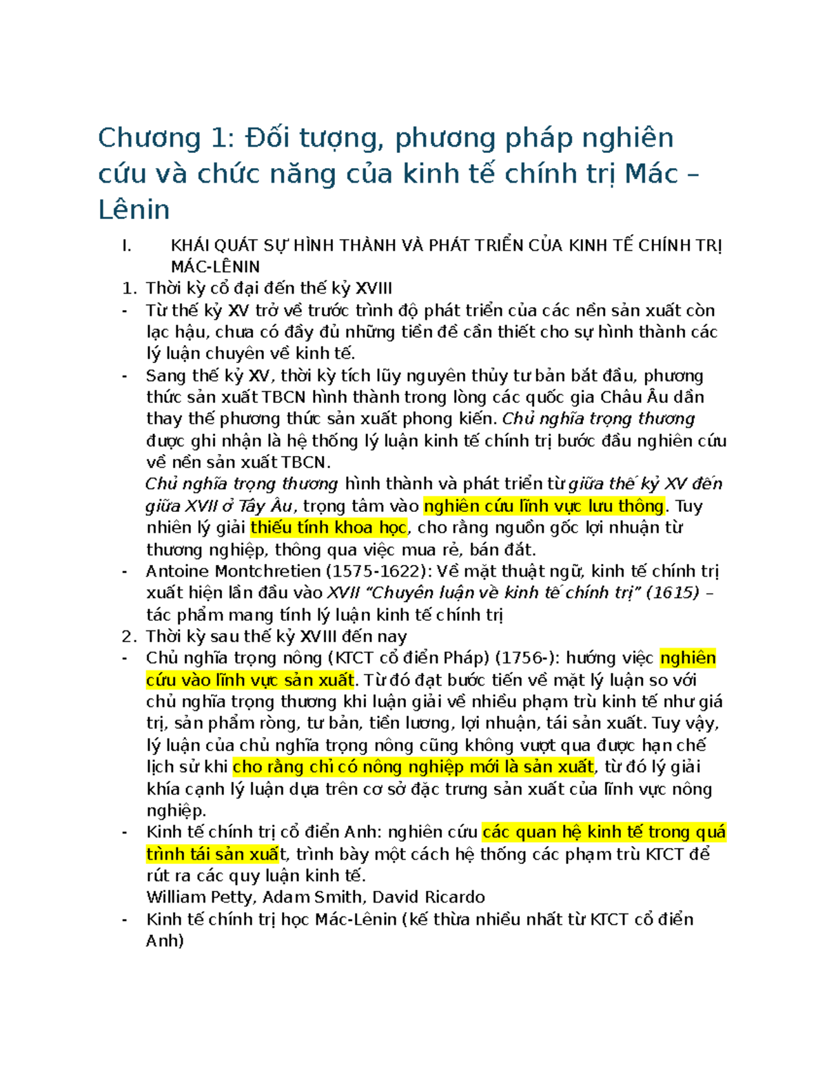 Chương 1: Đối tượng và phương pháp nghiên cứu Kinh tế Chính trị Mác ...