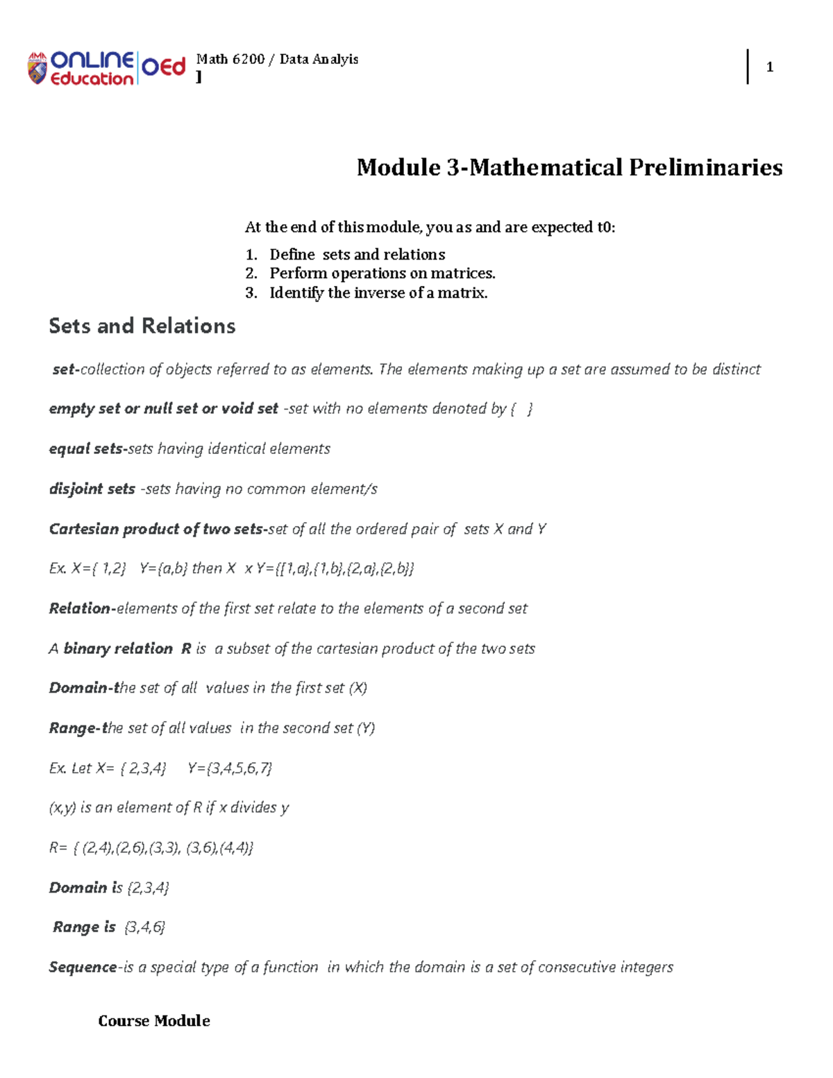 Week 3 - Mathematical Preliminaries - Math 6200 / Data Analyis ] 1 ...
