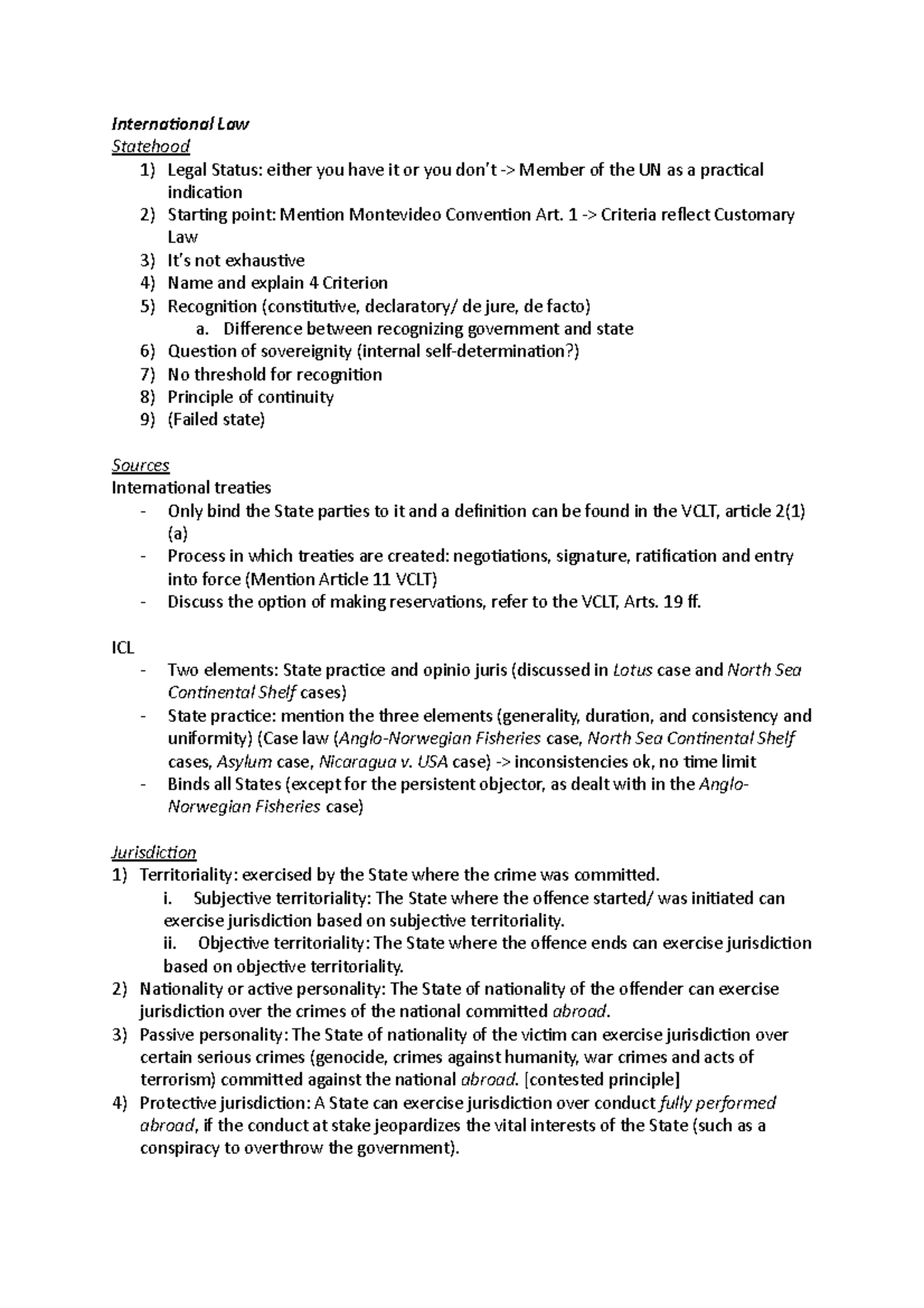International Law Overview: Key Concepts and Jurisdictions - Studeersnel