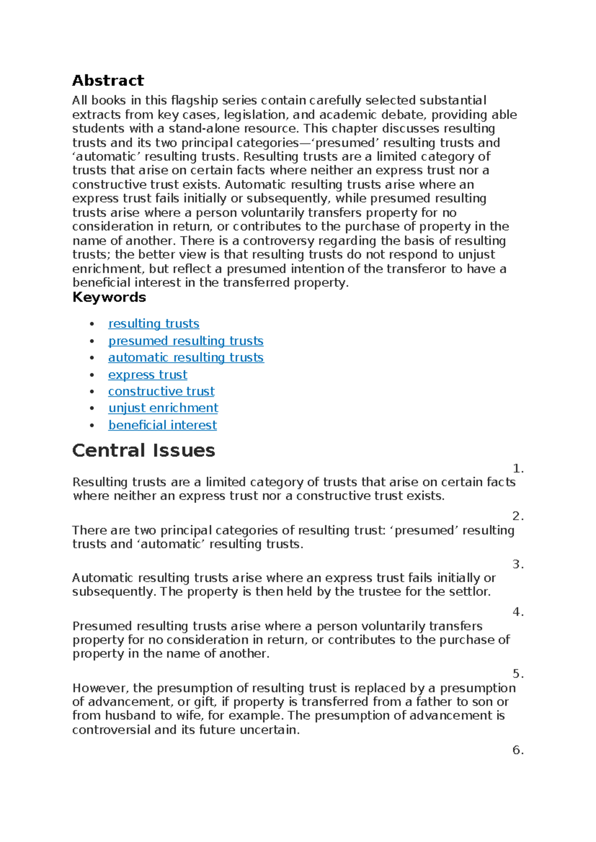 Eq Resulting Trusts: Understanding Presumed & Automatic Types - Studocu