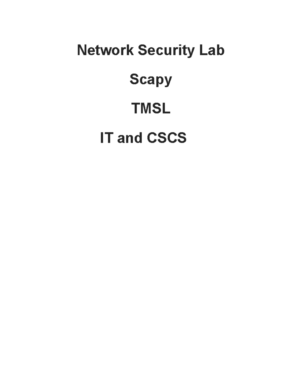 Network Security Lab: Scapy TMSL IT & CSCS Packet Crafting Guide - Studocu