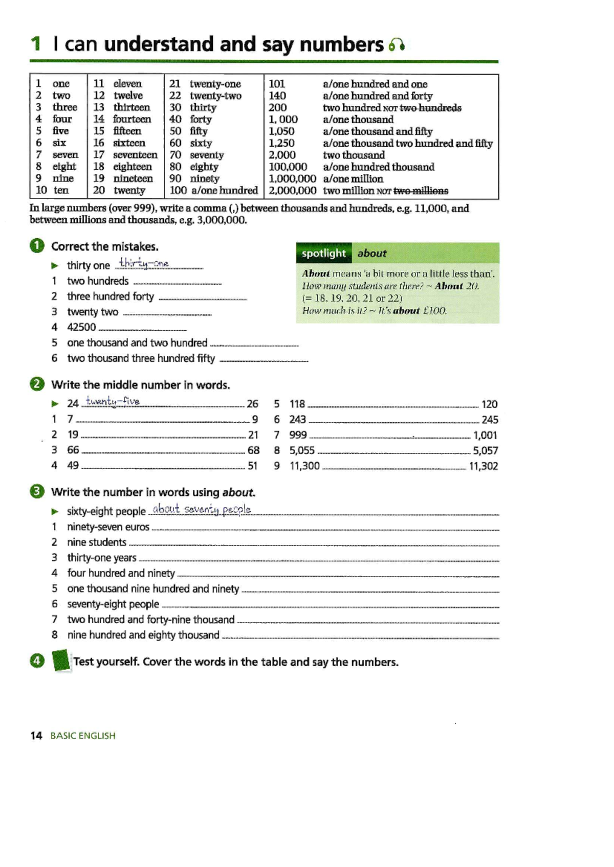 15pdf - tasks - 1 I can understand and say numbers 1 one 11 eleven 21 ...