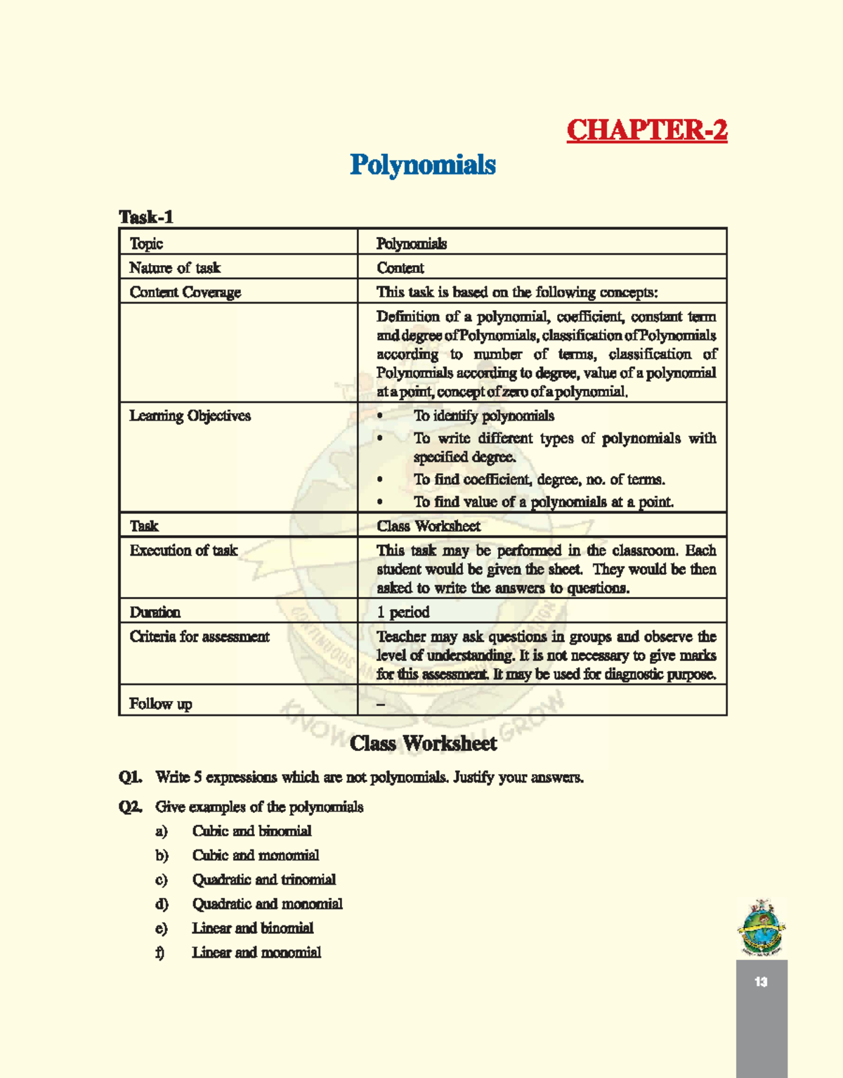 Chapter 2: Polynomials - Class Notes and Worksheets - Studocu