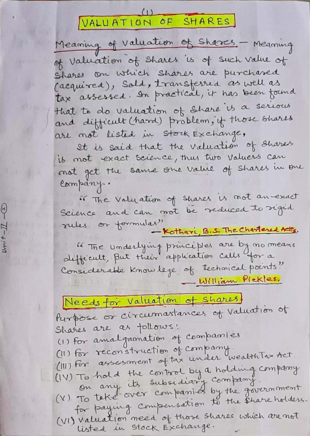 Valuation of Shares: Methods and Principles (Course Code: 9) - Studocu