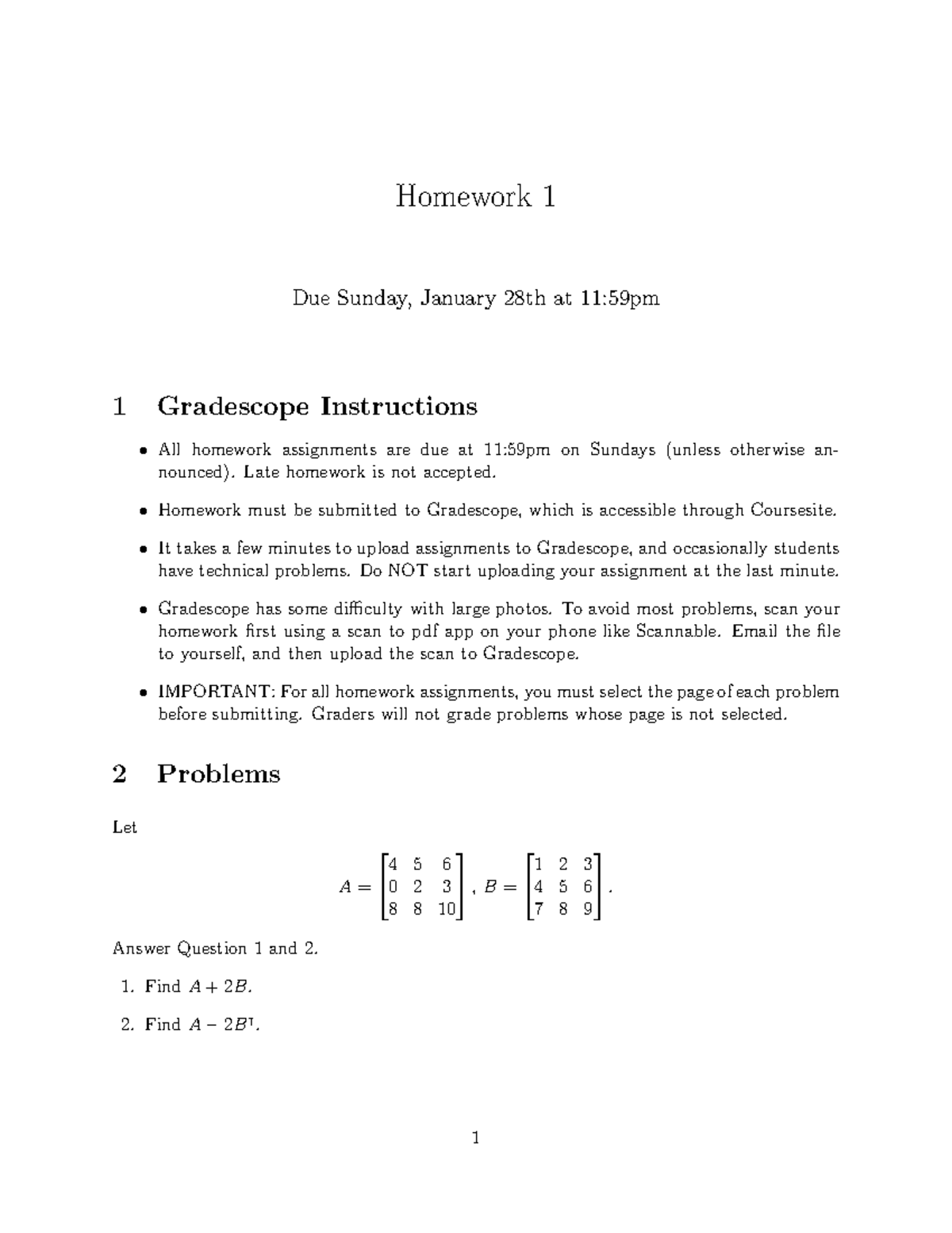 Math 205 HW1 - Homework Assignment Details & Problems 2024 - Studocu