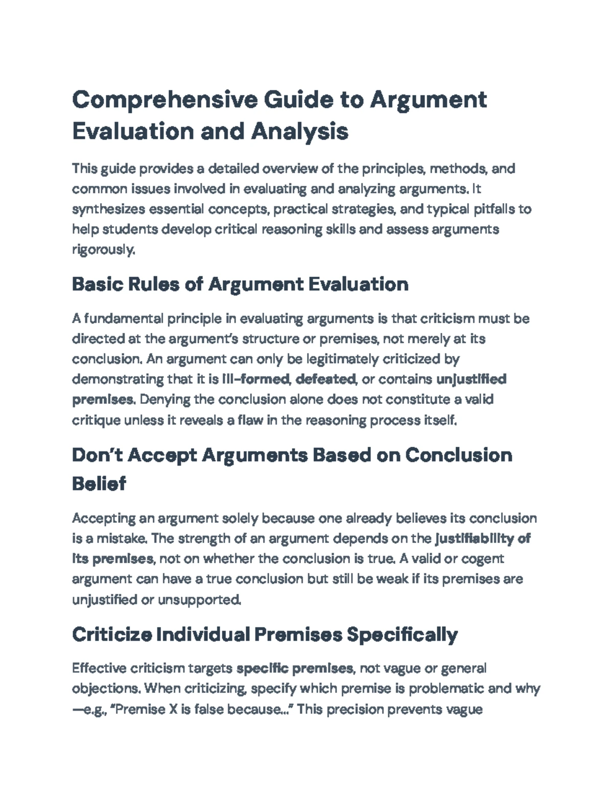 Evaluating Arguments: Key Principles and Example Analysis (PHIL 101 ...