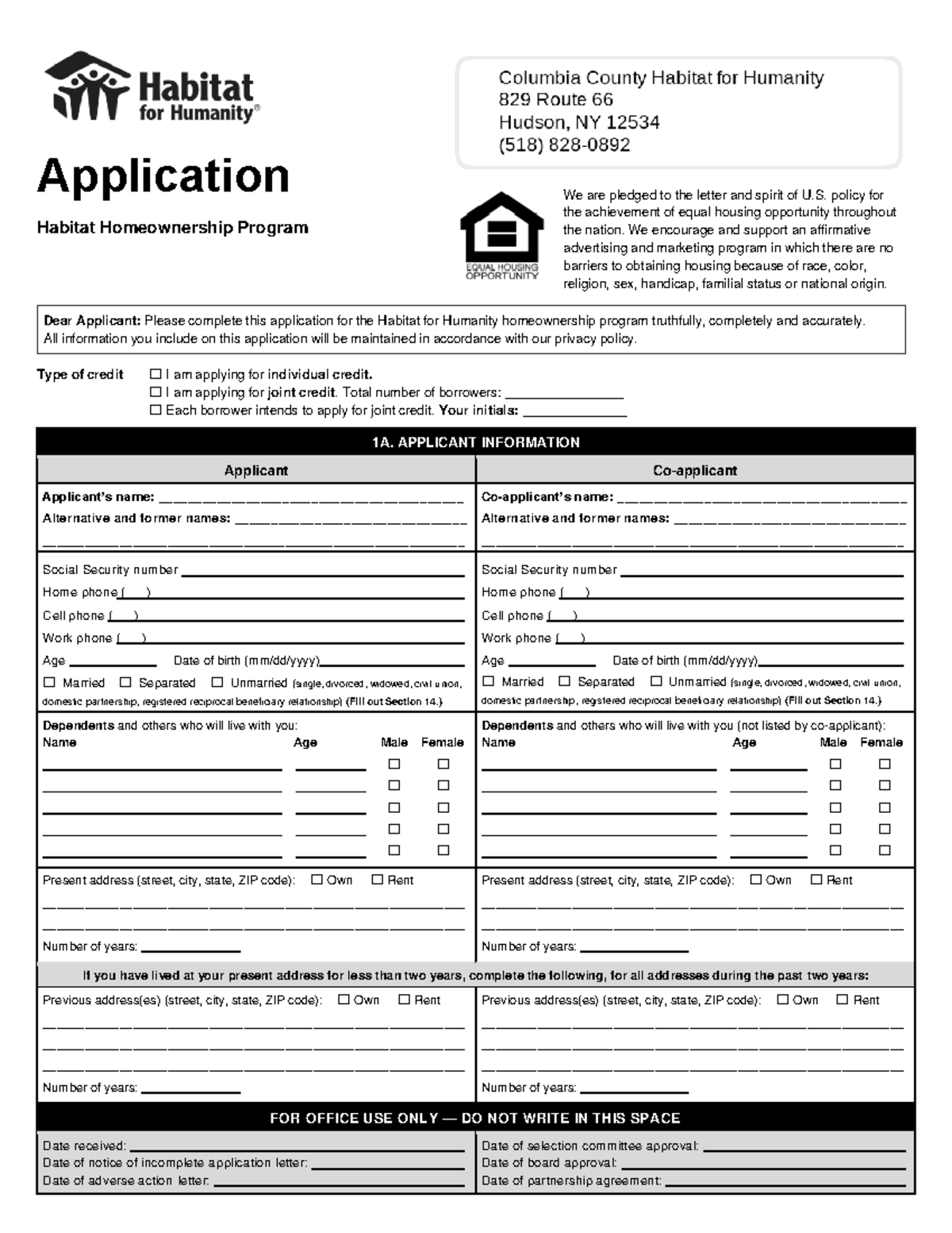 Habitat for Humanity Homeownership Program Application Form Guide - Studocu