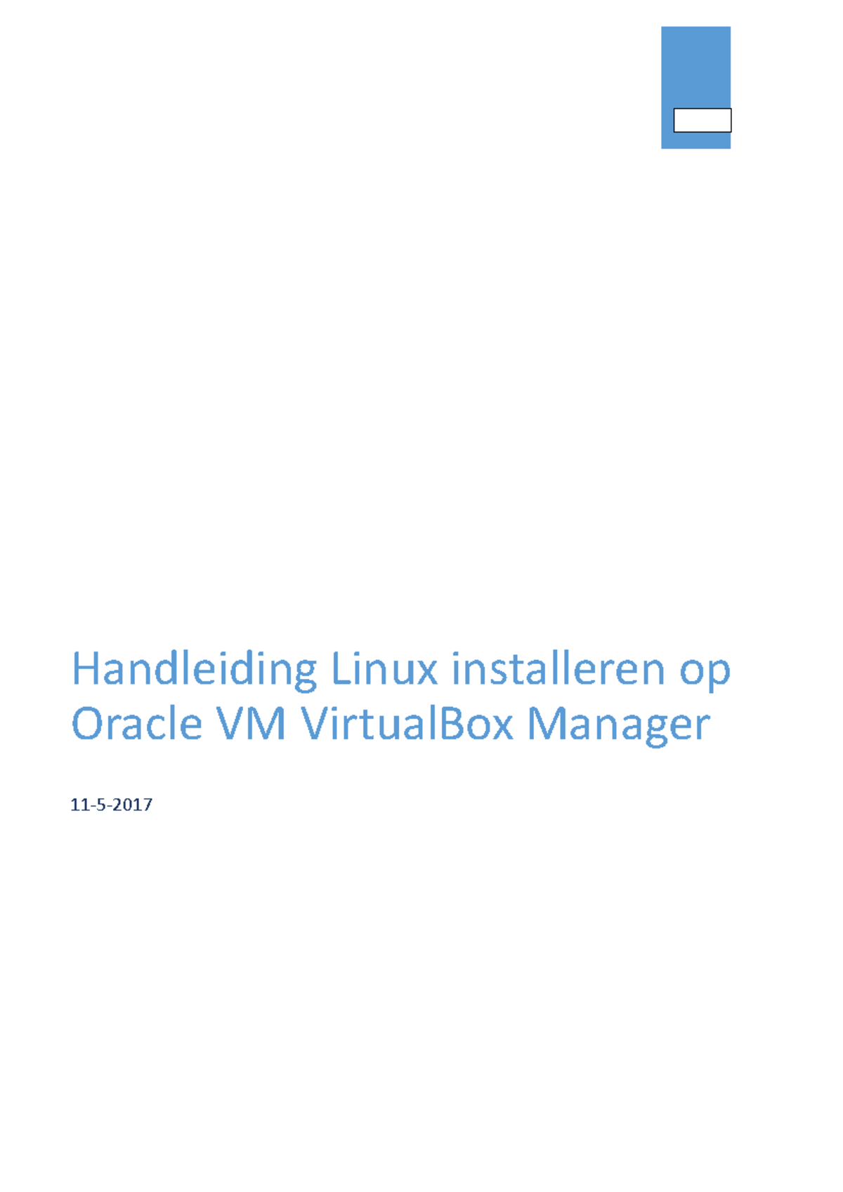 Handleiding voor Installatie van Linux op Oracle VM VirtualBox ...