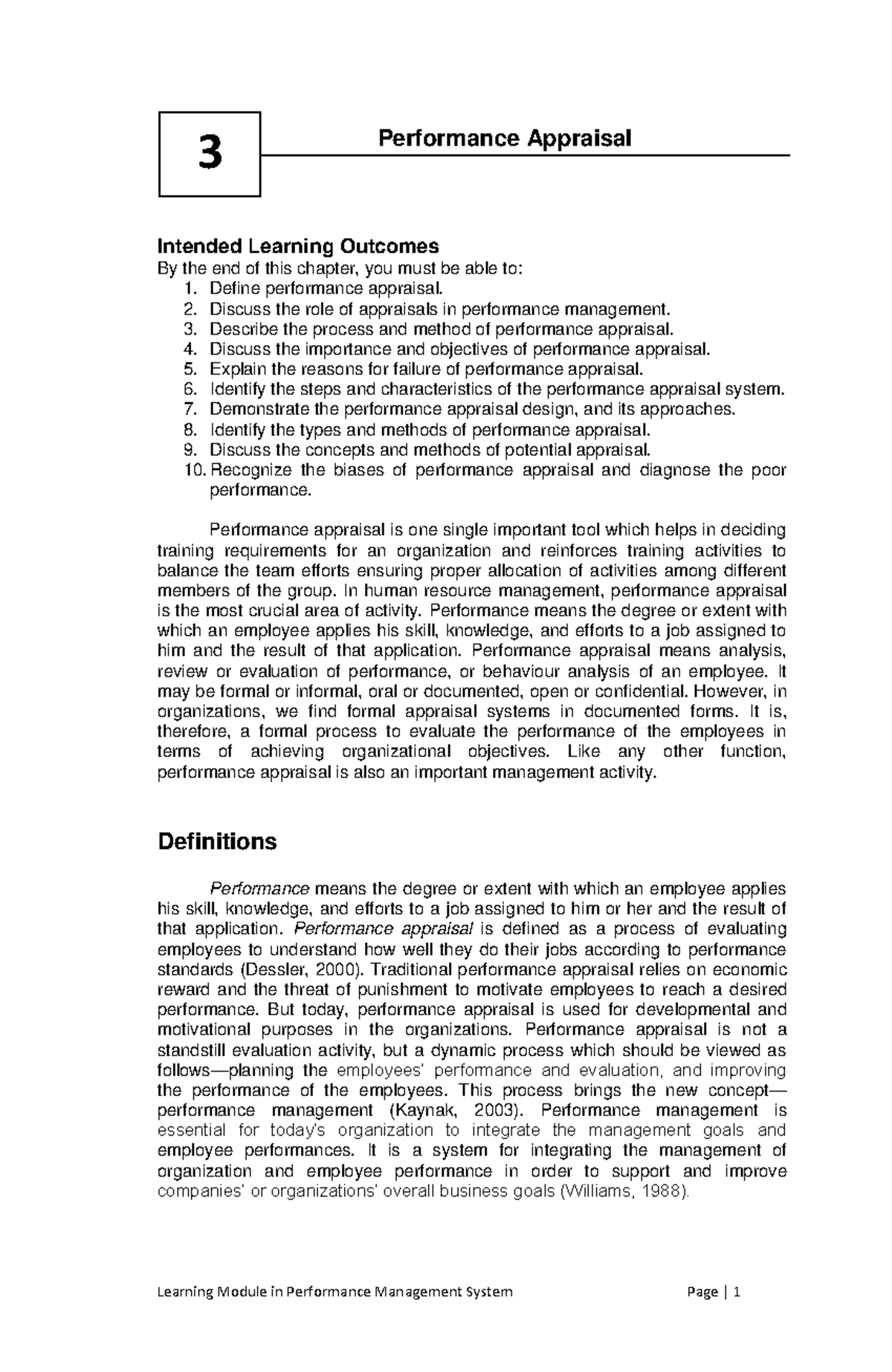 Performance Appraisal Insights: Learning Outcomes & Key Concepts - Studocu