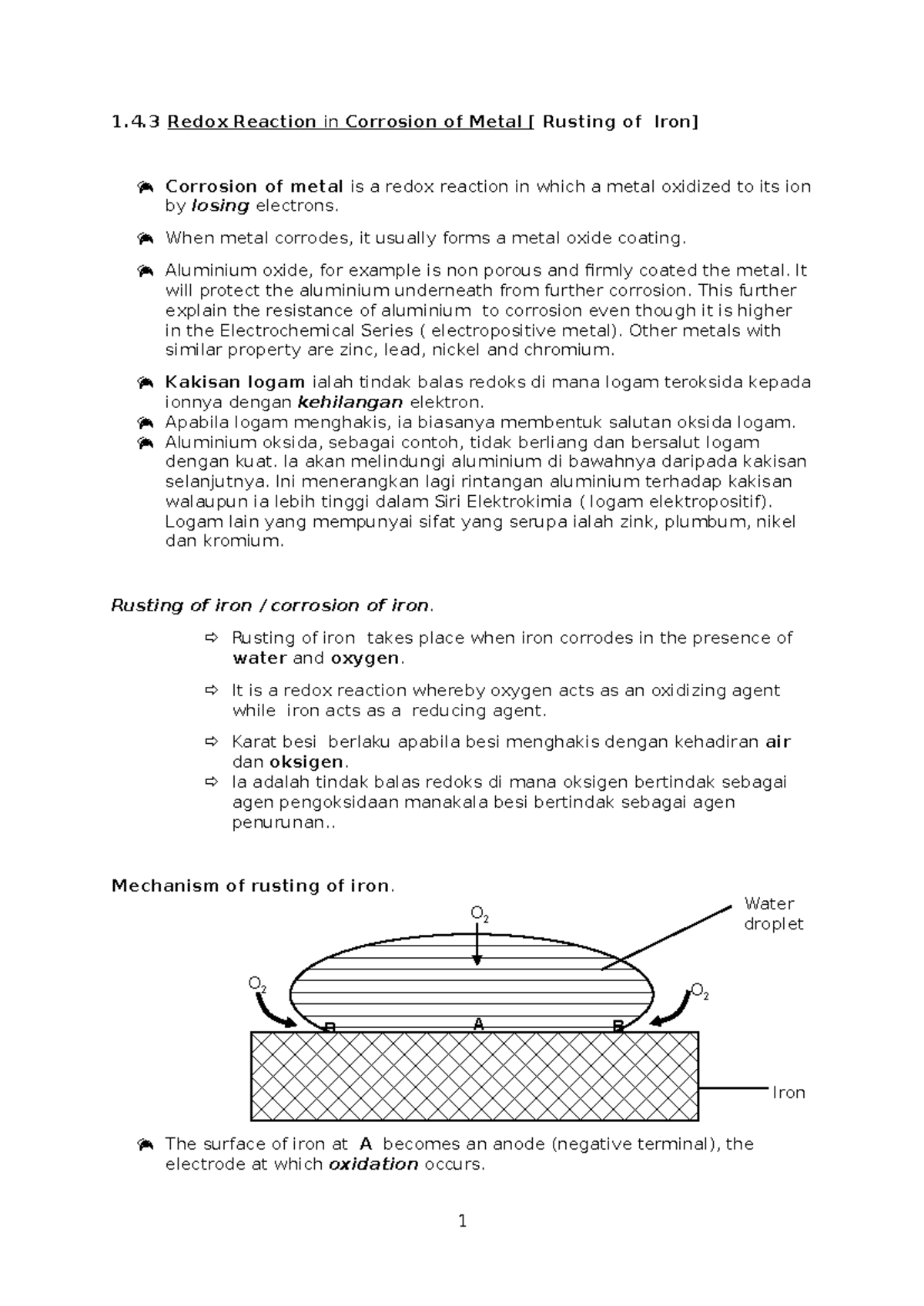 1.4.3 Redox Reactions in Metal Corrosion: Rusting of Iron Module - Studocu