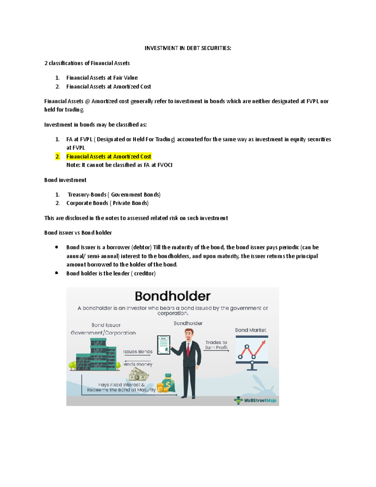 Investment in Debt Securities: FVOCI and Amortized Cost Analysis - Studocu
