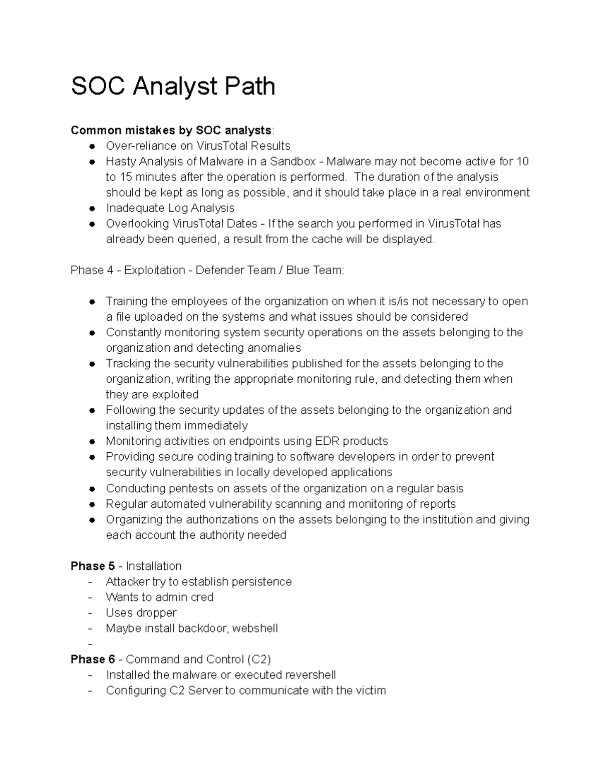 SOC Analyst Path: Common Mistakes and Best Practices - Studocu