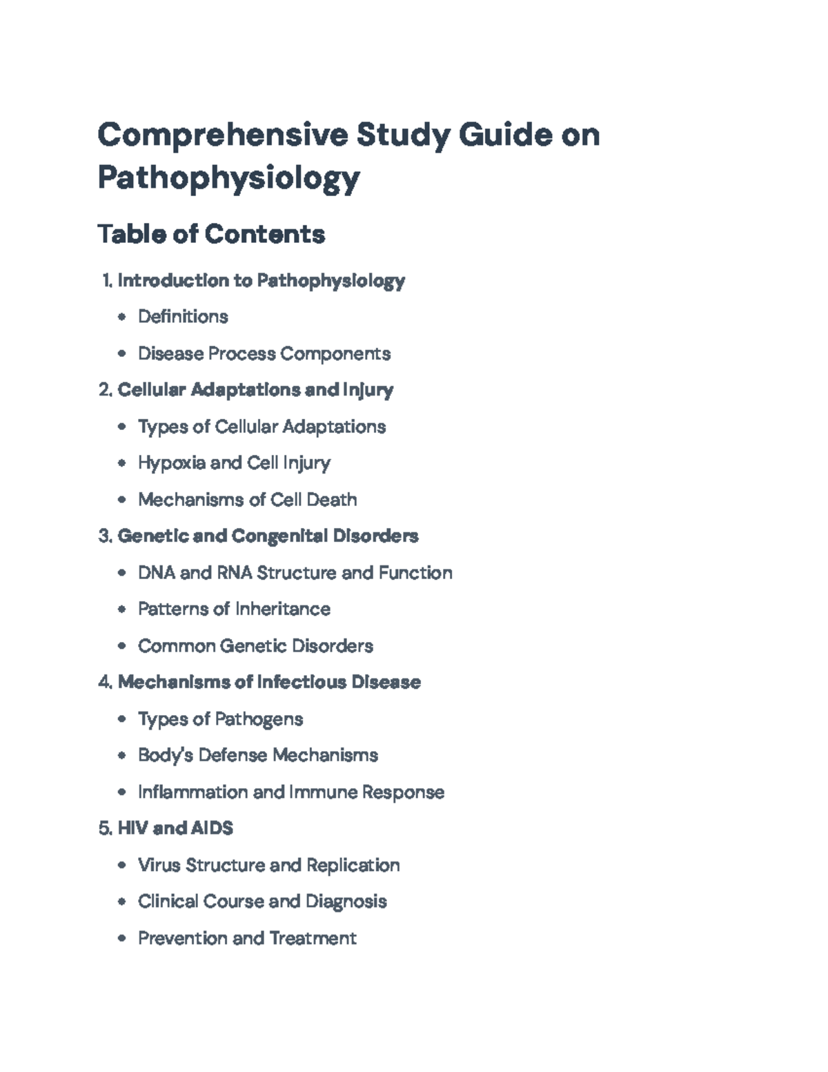 Comprehensive Pathophysiology Study Guide for Nursing and Exams ...