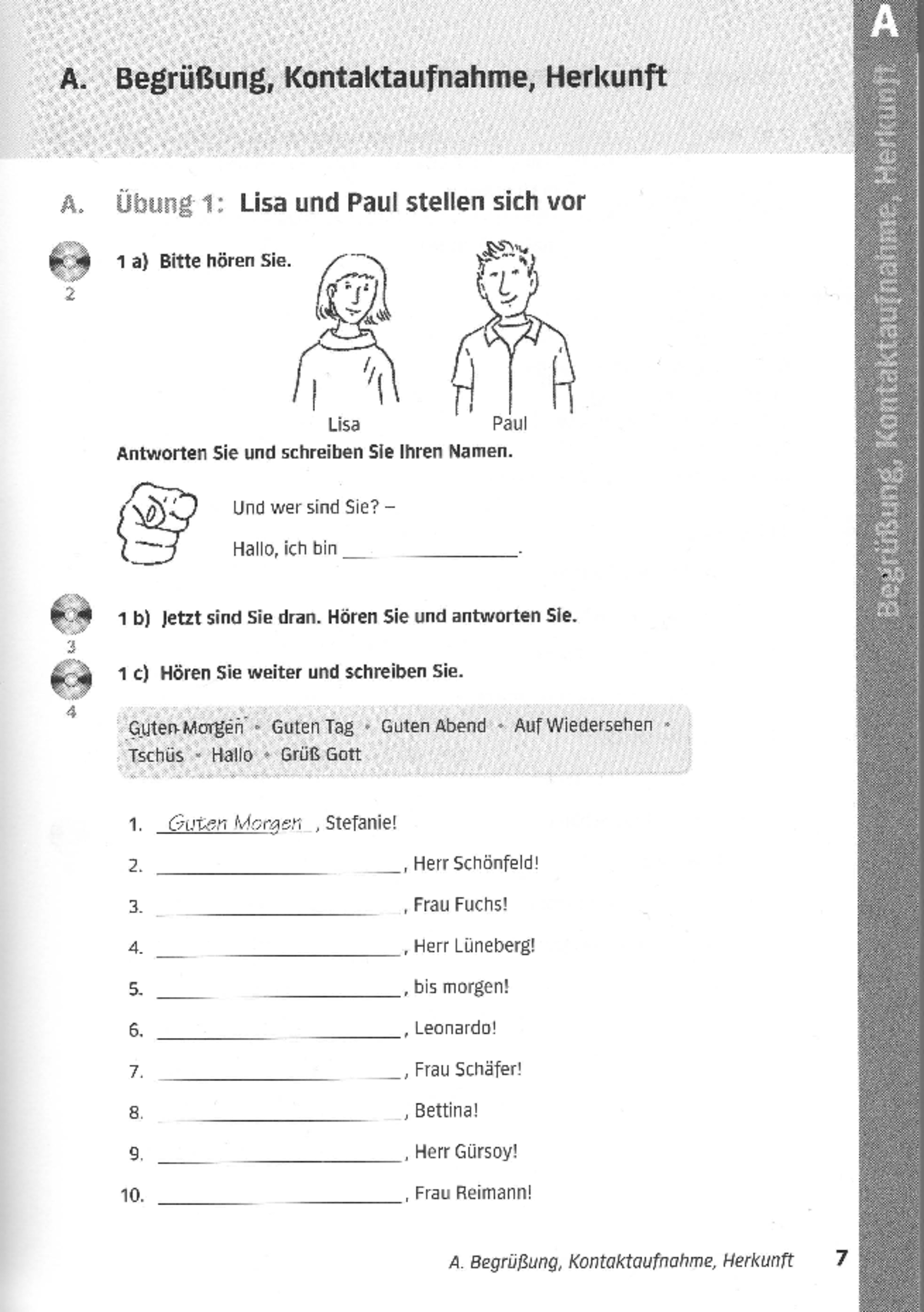 A1 Sprechen: Begrüßung und Kontaktaufnahme Übungen - Studocu