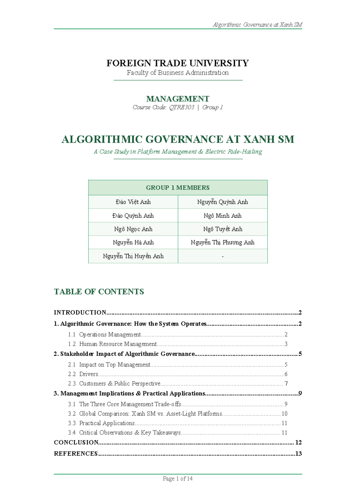 Algorithmic Governance in Platform Management: A Case Study of Xanh SM ...