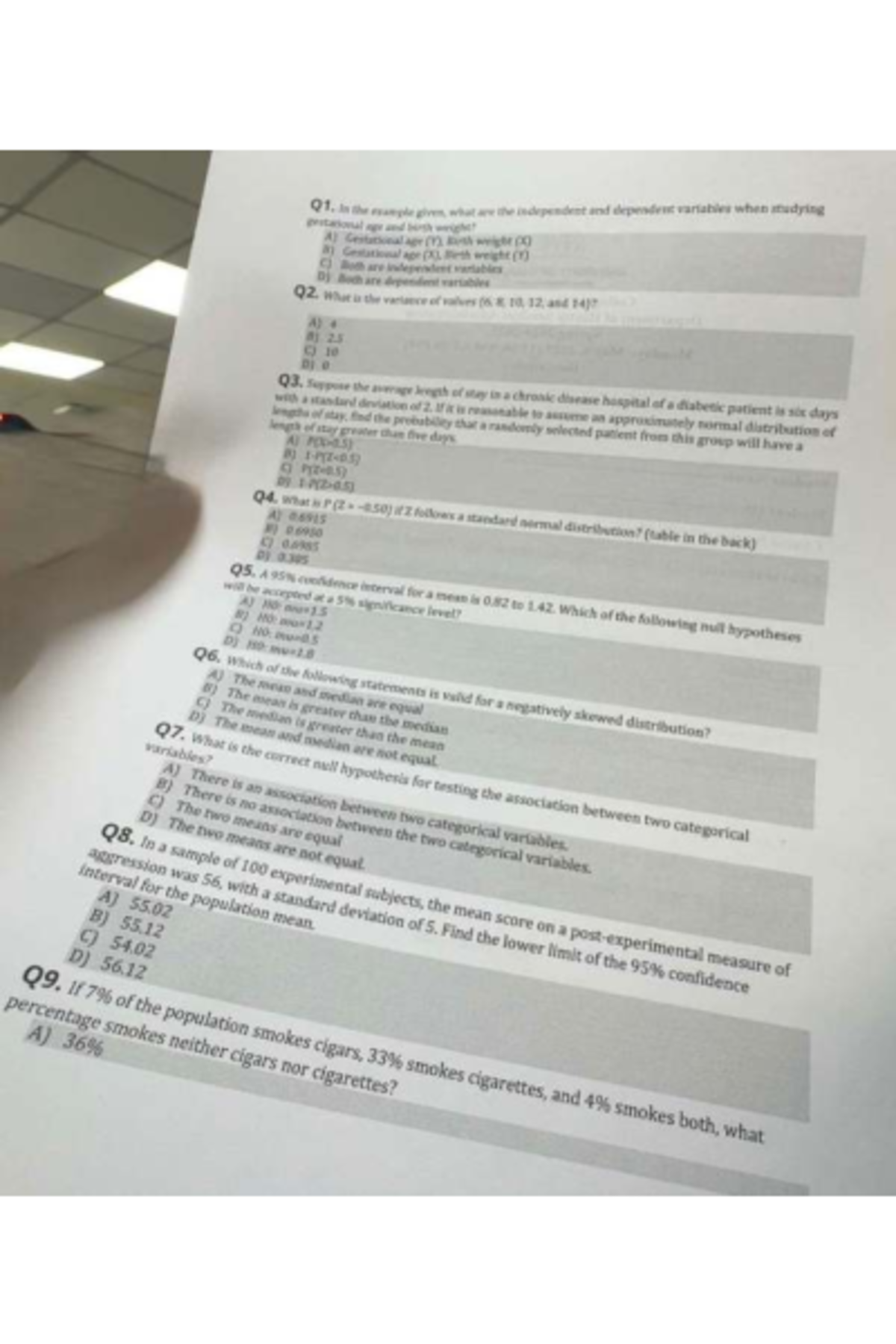 Biostatistics Final Exam 2425 - Comprehensive Review Questions - Studocu