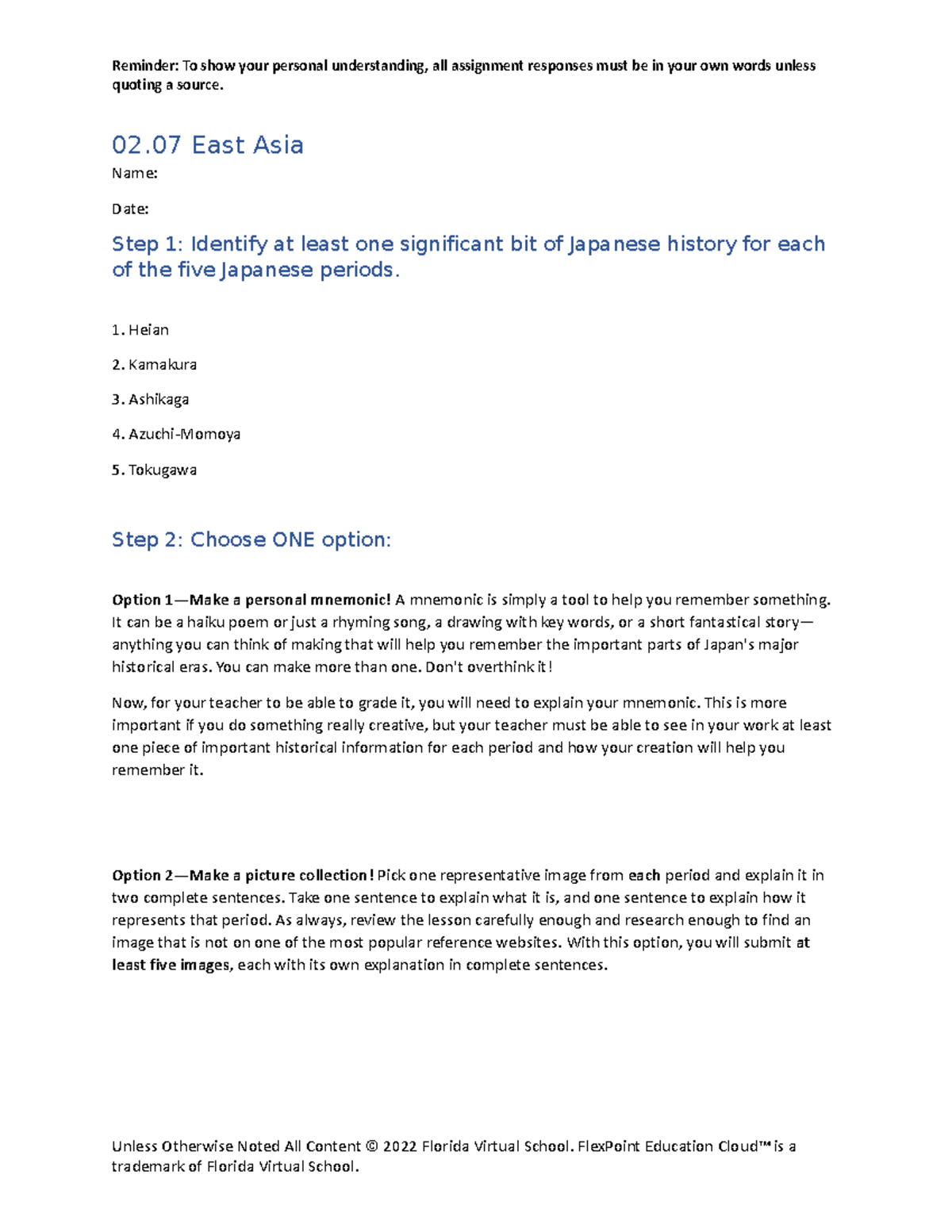 East Asia WH - Assignment on Historical Eras of Japan - Studocu