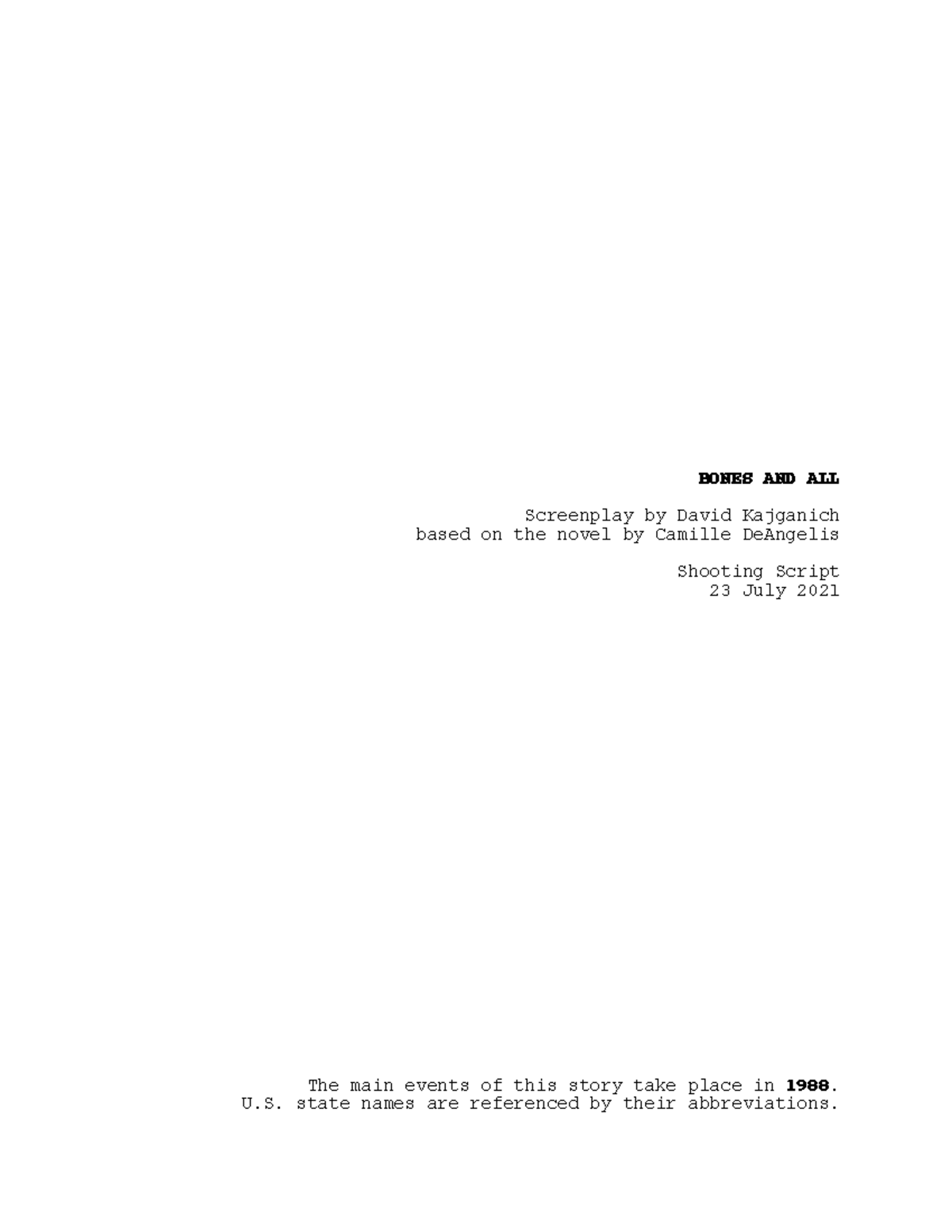 BONES AND ALL (Screenplay) - Shooting Script Analysis and Insights ...