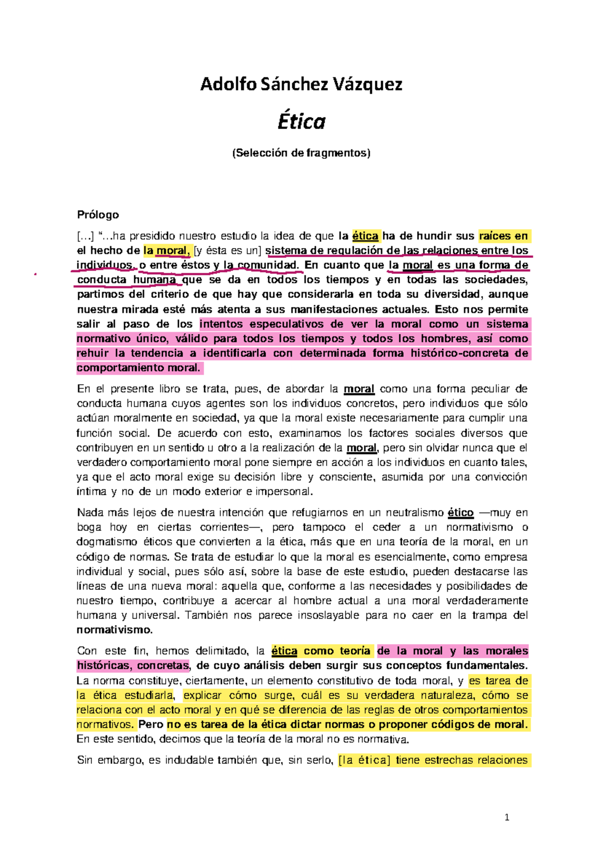 Sánchez Vázquez - Ética Resumido - Adolfo Sánchez Vázq uez Ética ...