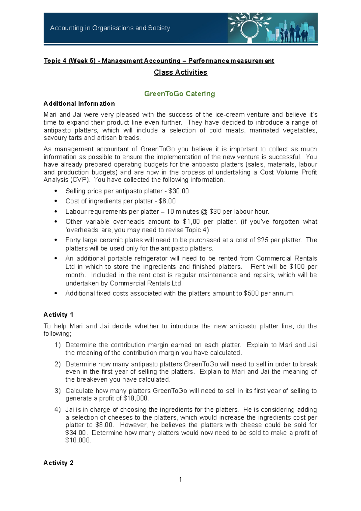 Topic 4 Illustration activity - Topic 4 (Week 5) - Management ...