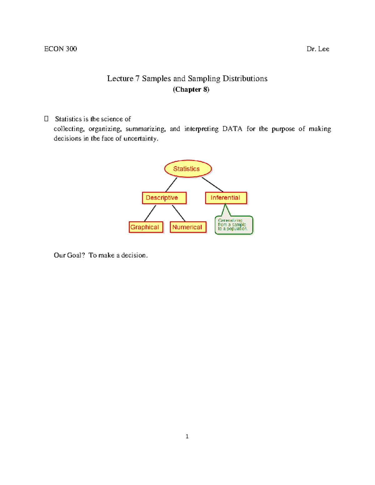 ECON 300 Lecture 7: Samples and Sampling Distributions - Studocu