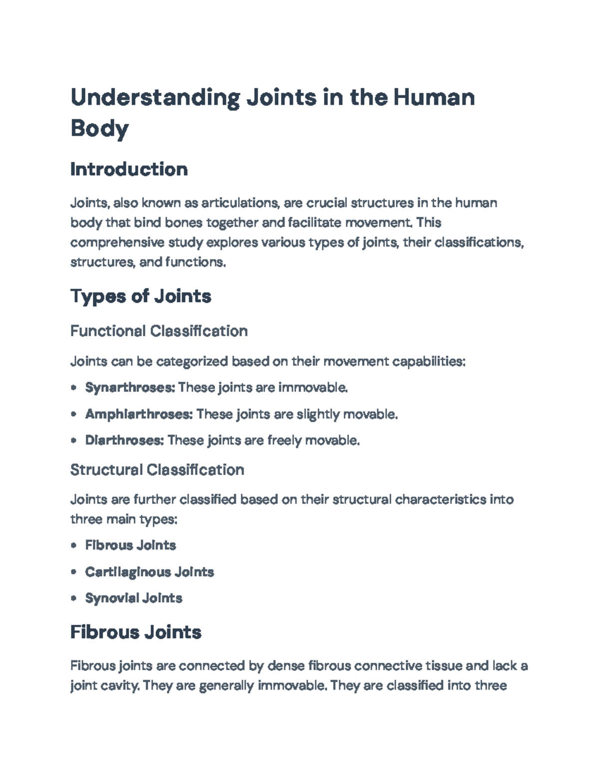 Understanding Joints in the Human Body: Types and Functions ...