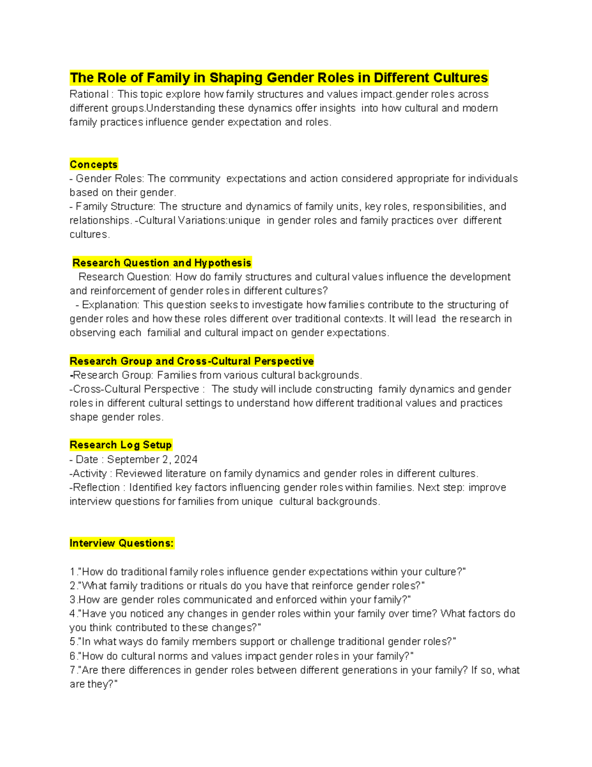 Society and culture PIP part 1 - The Role of Family in Shaping Gender ...
