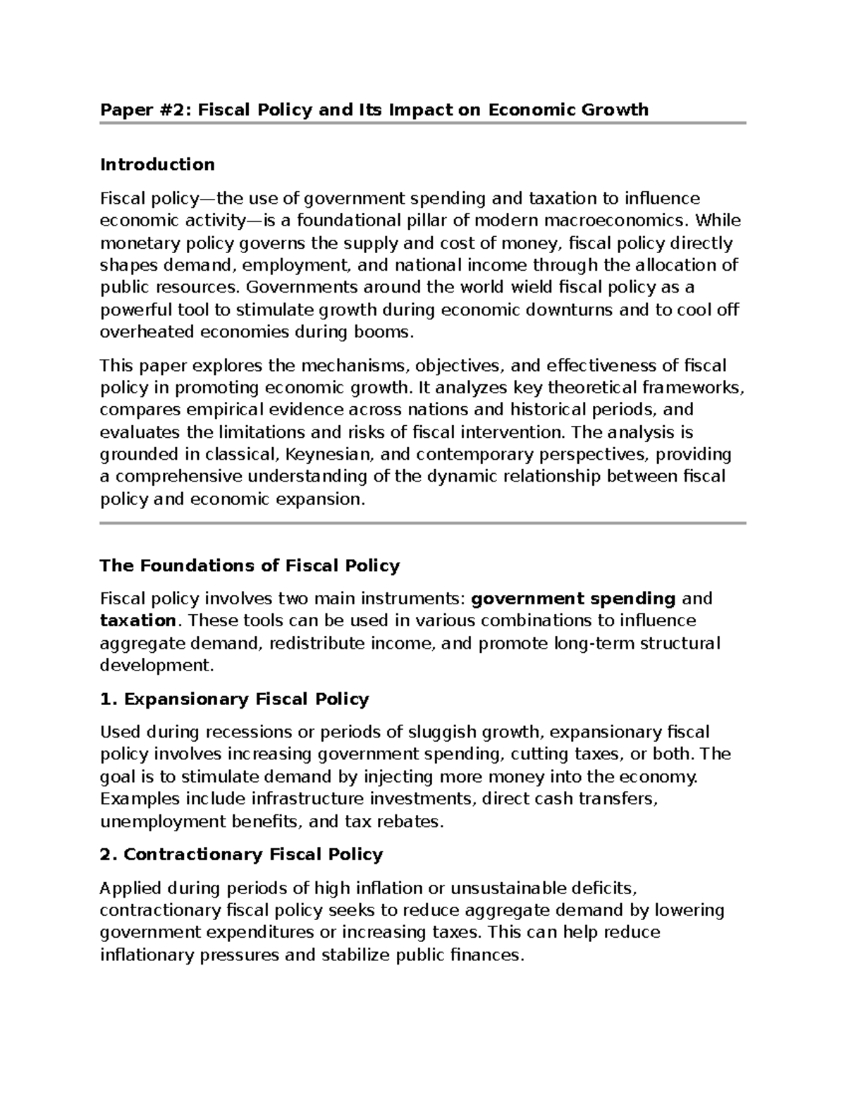 Fiscal policy and its impact on economic growth: A comprehensive ...