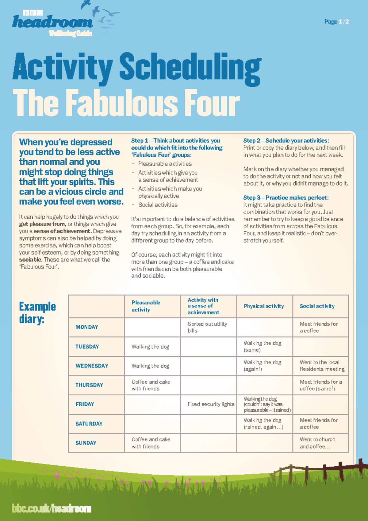 Activity Scheduling: The Fabulous Four for Mental Wellness - Studocu