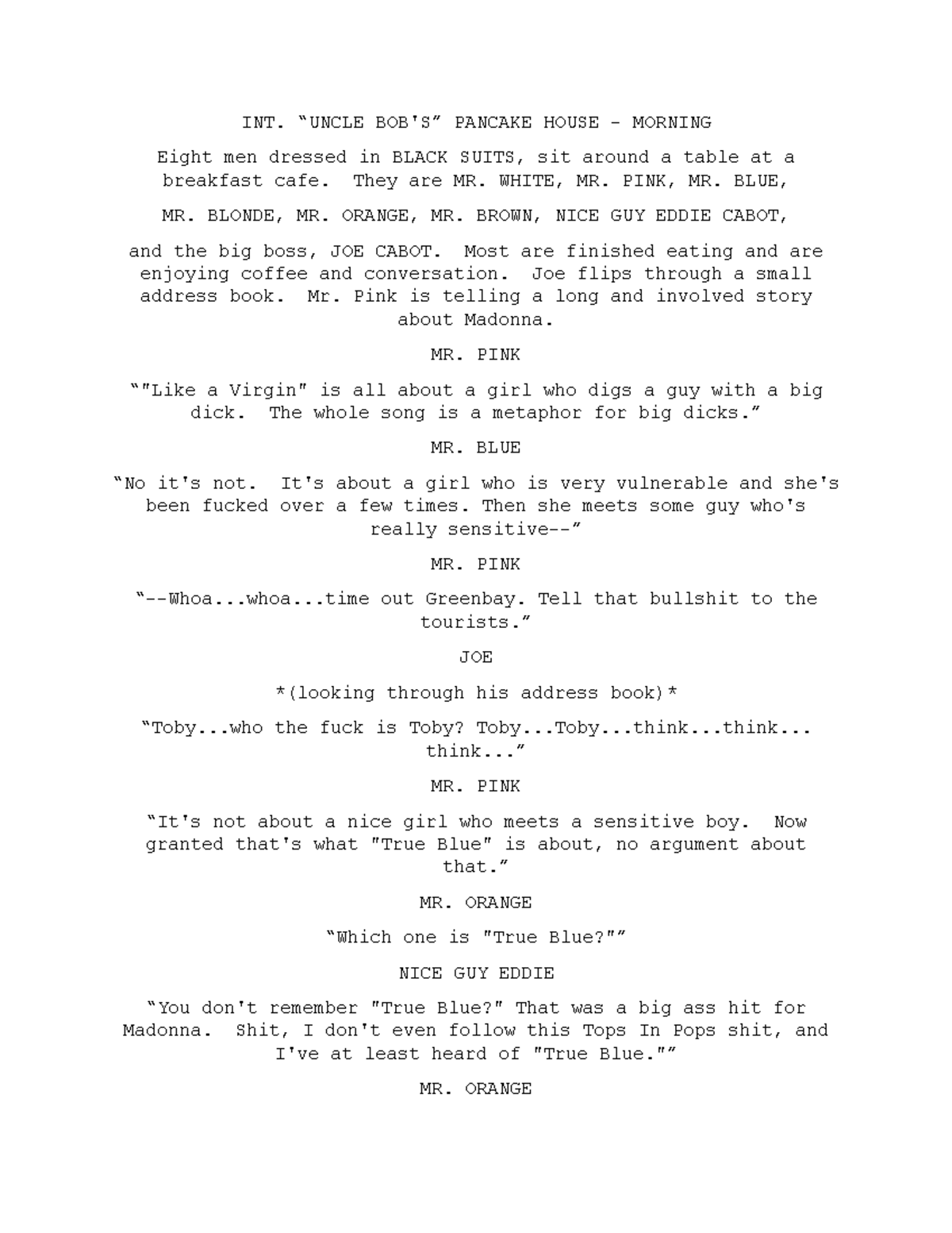 Reservoir Dogs Screenplay: Character Interactions & Dialogue Analysis ...