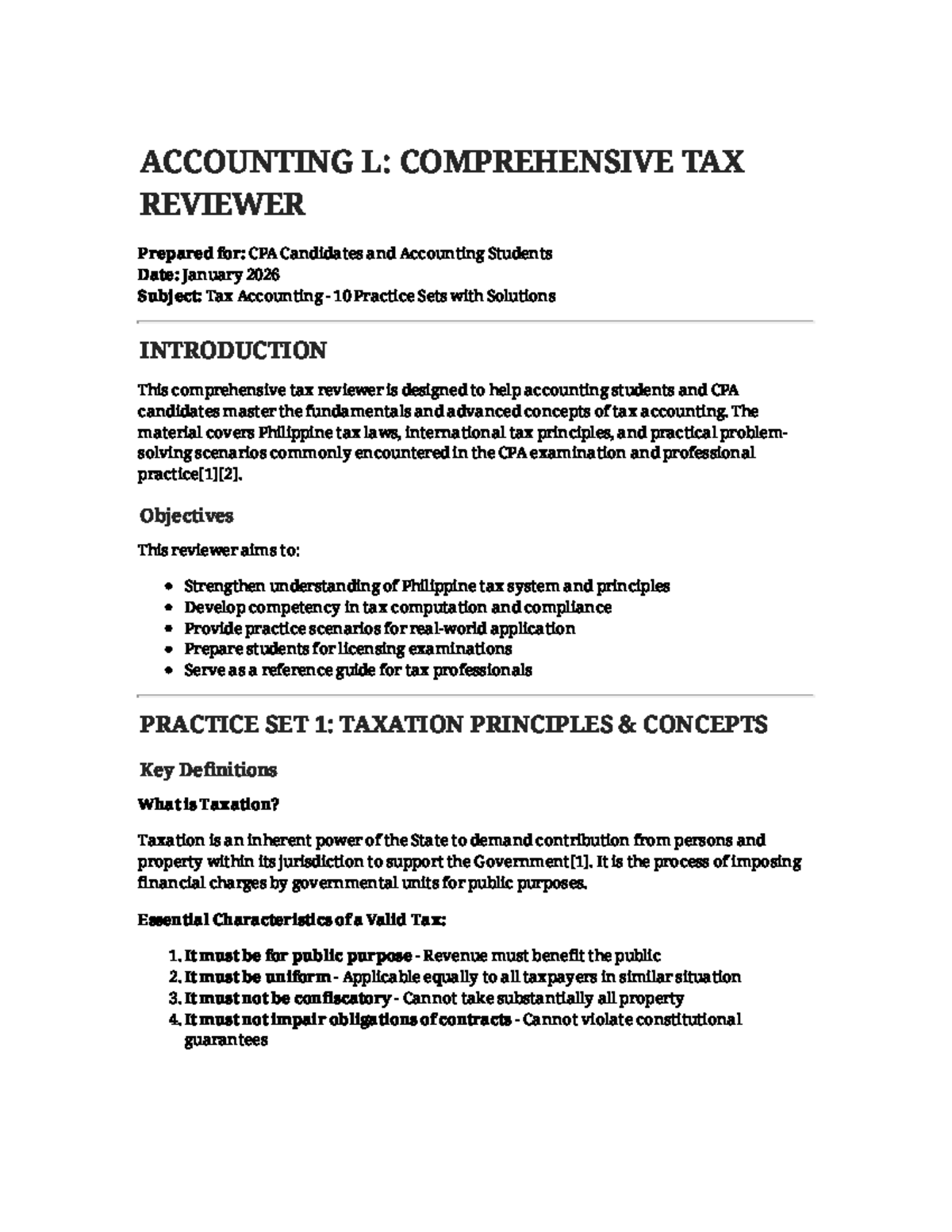 ACCOUNTING L: COMPREHENSIVE TAX REVIEWER FOR CPA CANDIDATES - Studocu