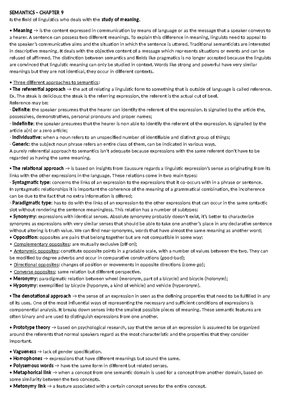 English Language - Lecture Notes on Semantics and Standardization - Studocu