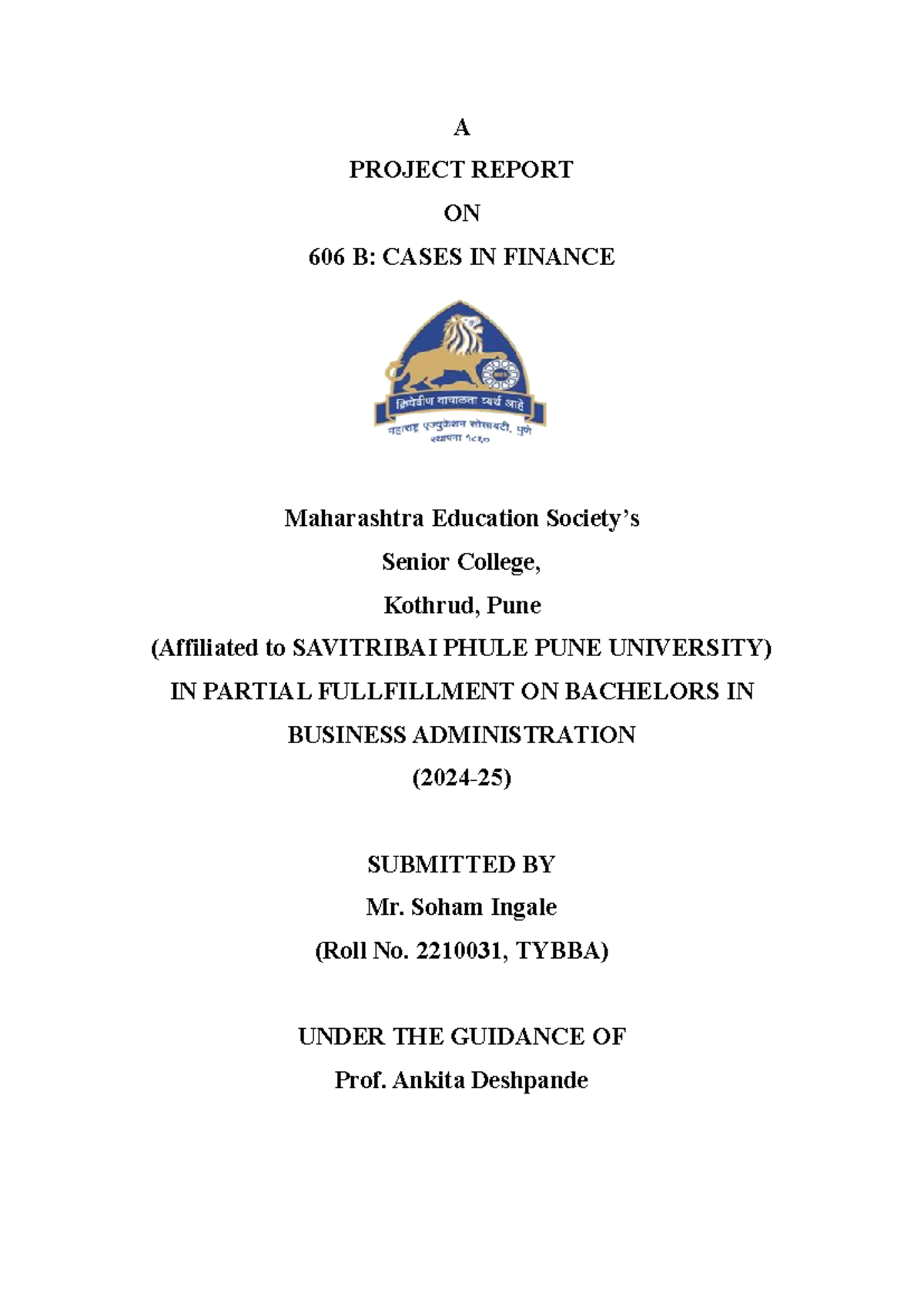 Project Report on 606 B: Financial Planning Through Mutual Funds - Studocu