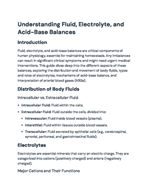 Fluid and Electrolytes - Study Notes & Assignments - Studocu
