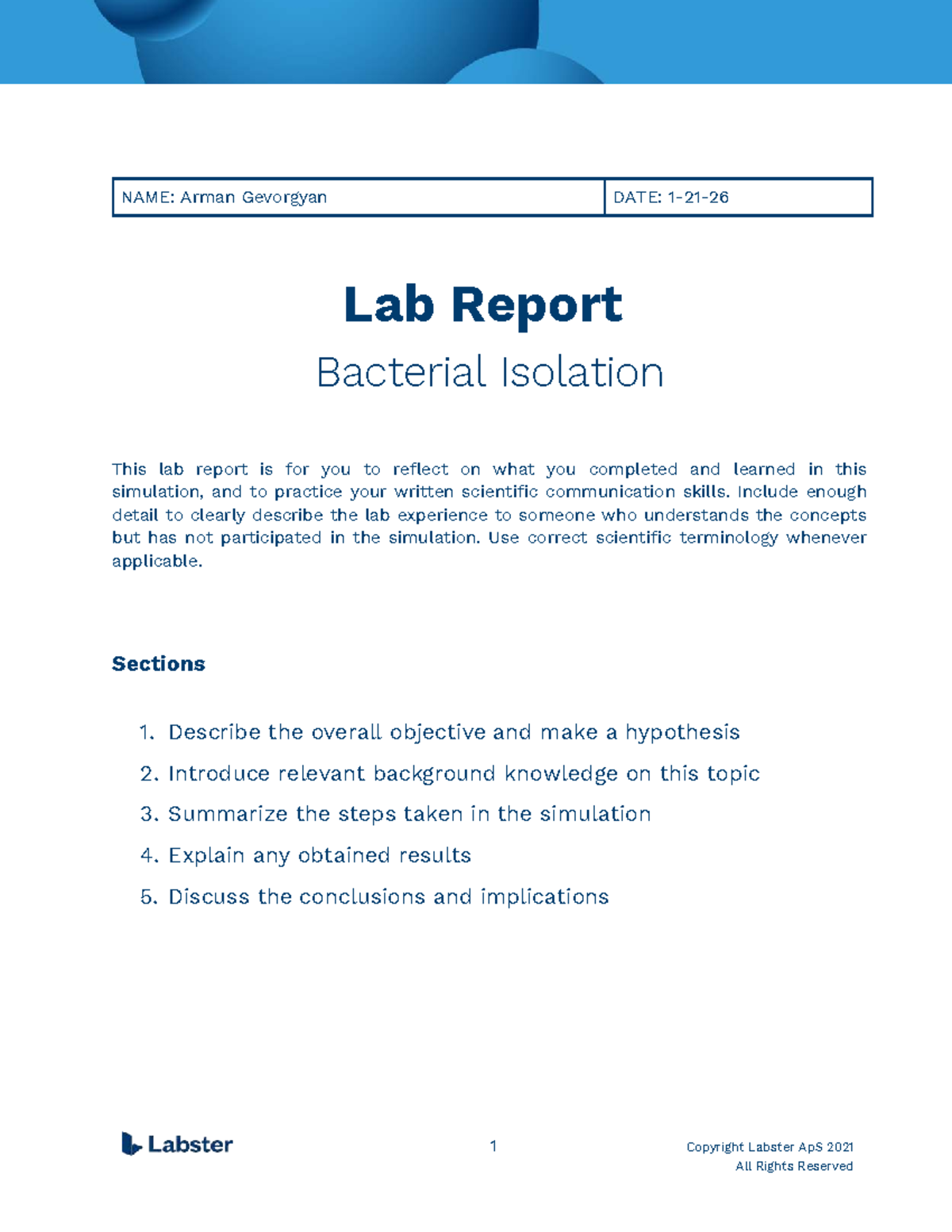 Lab Report: Bacterial Isolation - Lab Techniques & Findings - Studocu